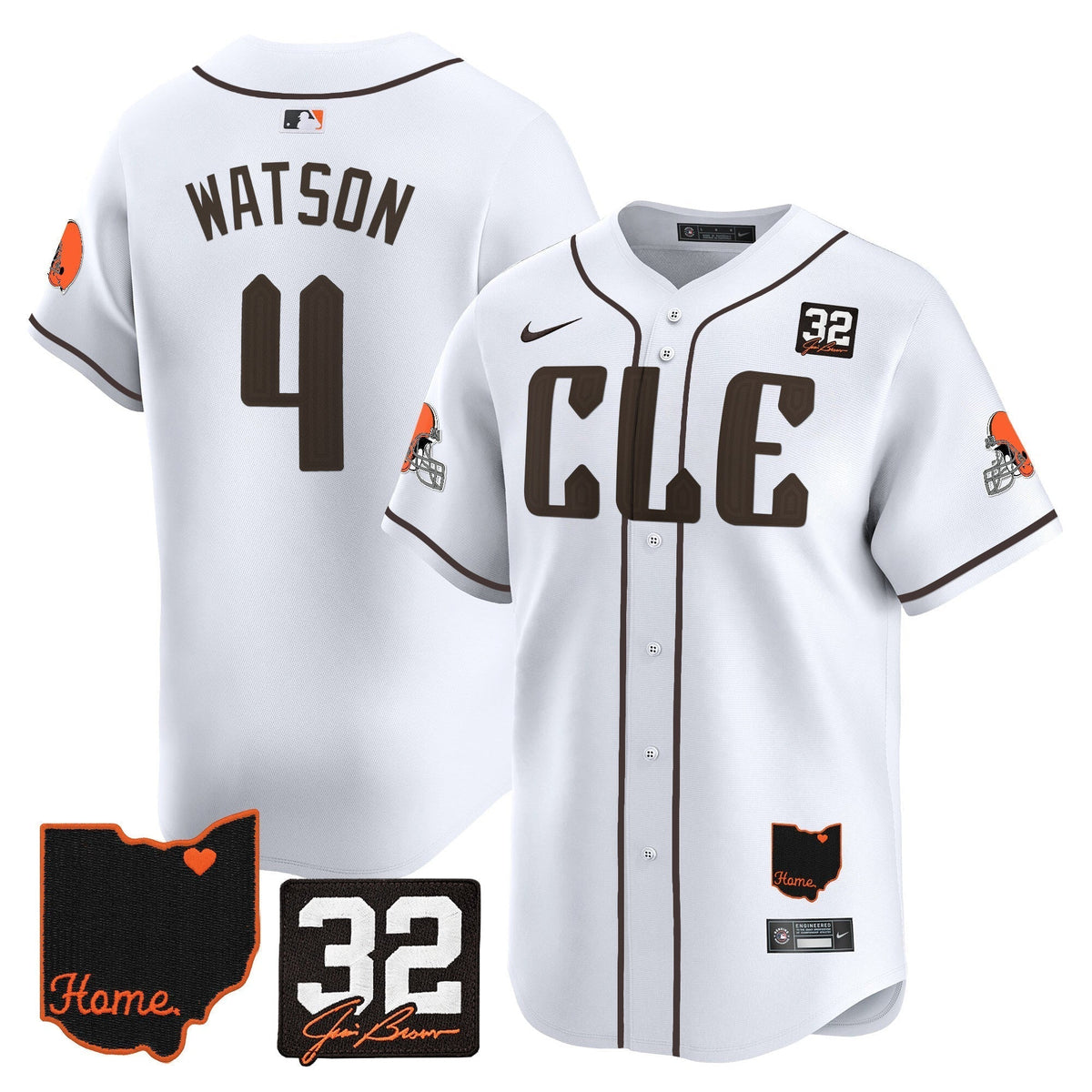 Browns #32 Jim Brown Memorial & Home Patch Vapor Premier Limited Jersey - Stitched
