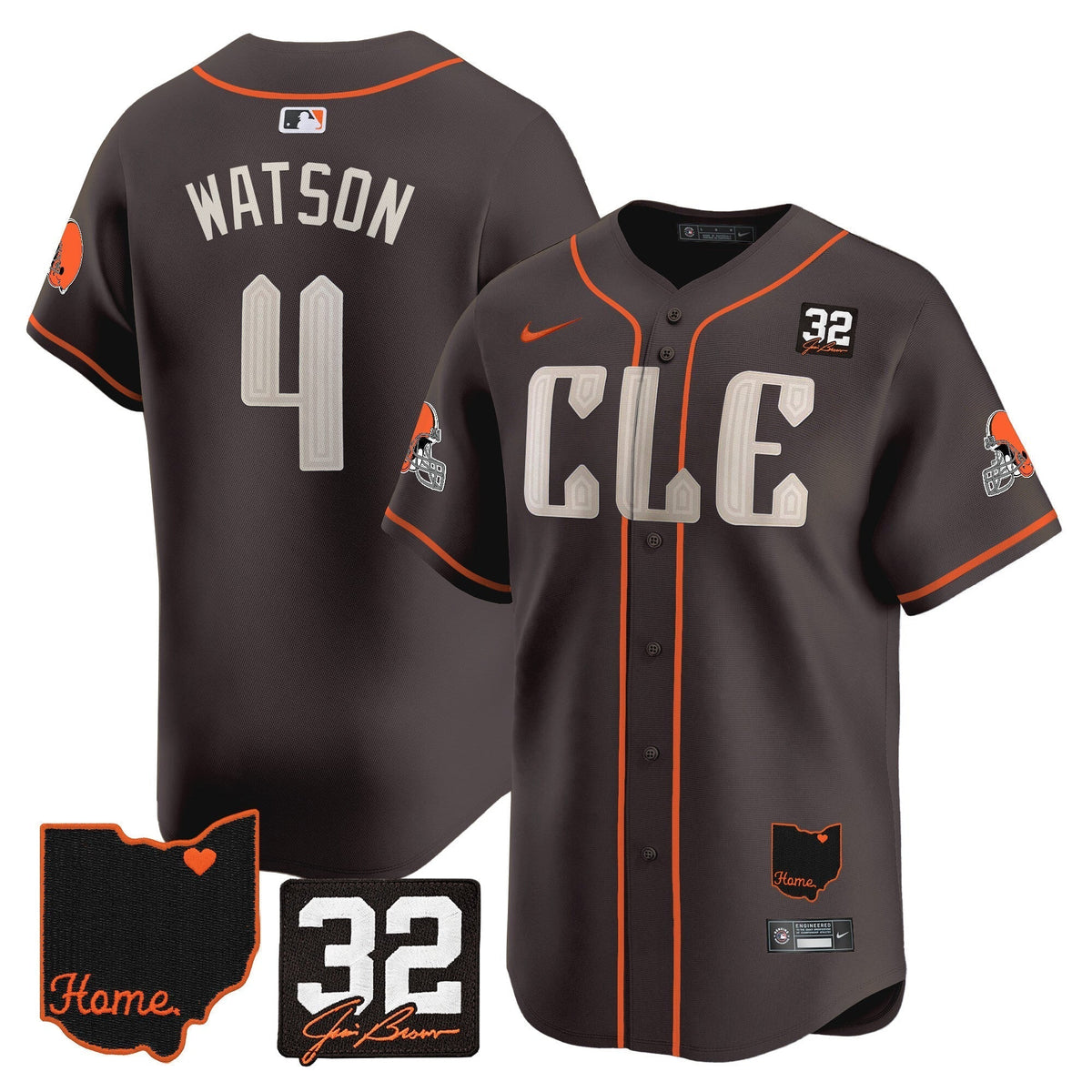 Browns #32 Jim Brown Memorial & Home Patch Vapor Premier Limited Jersey - Stitched