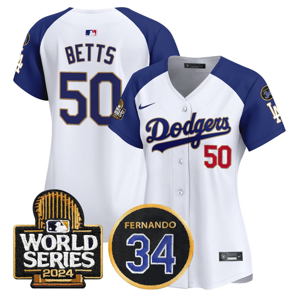 Women's Dodgers Fernando Memorial & 2024 World Series Patch Vapor Premier Limited Jersey - Stitched