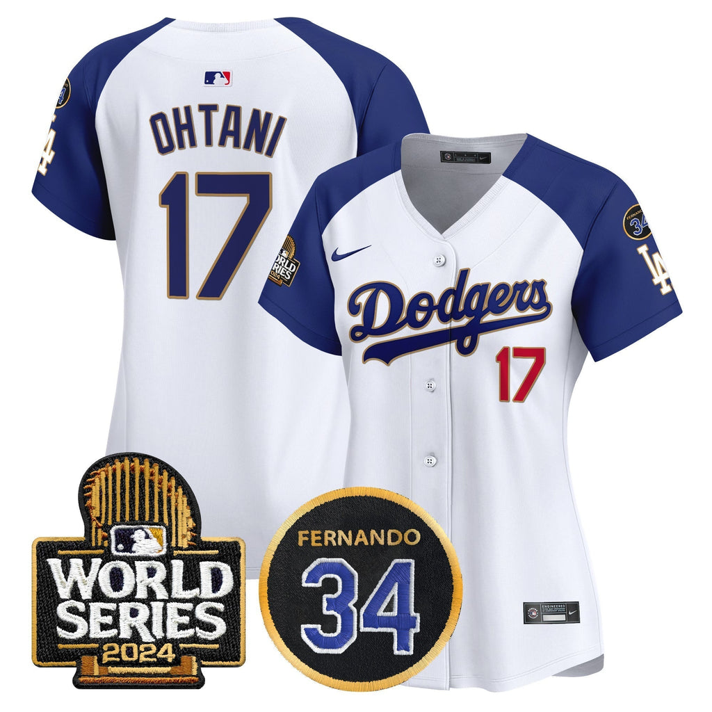 Women's Dodgers Fernando Memorial & 2024 World Series Patch Vapor Premier Limited Jersey - Stitched