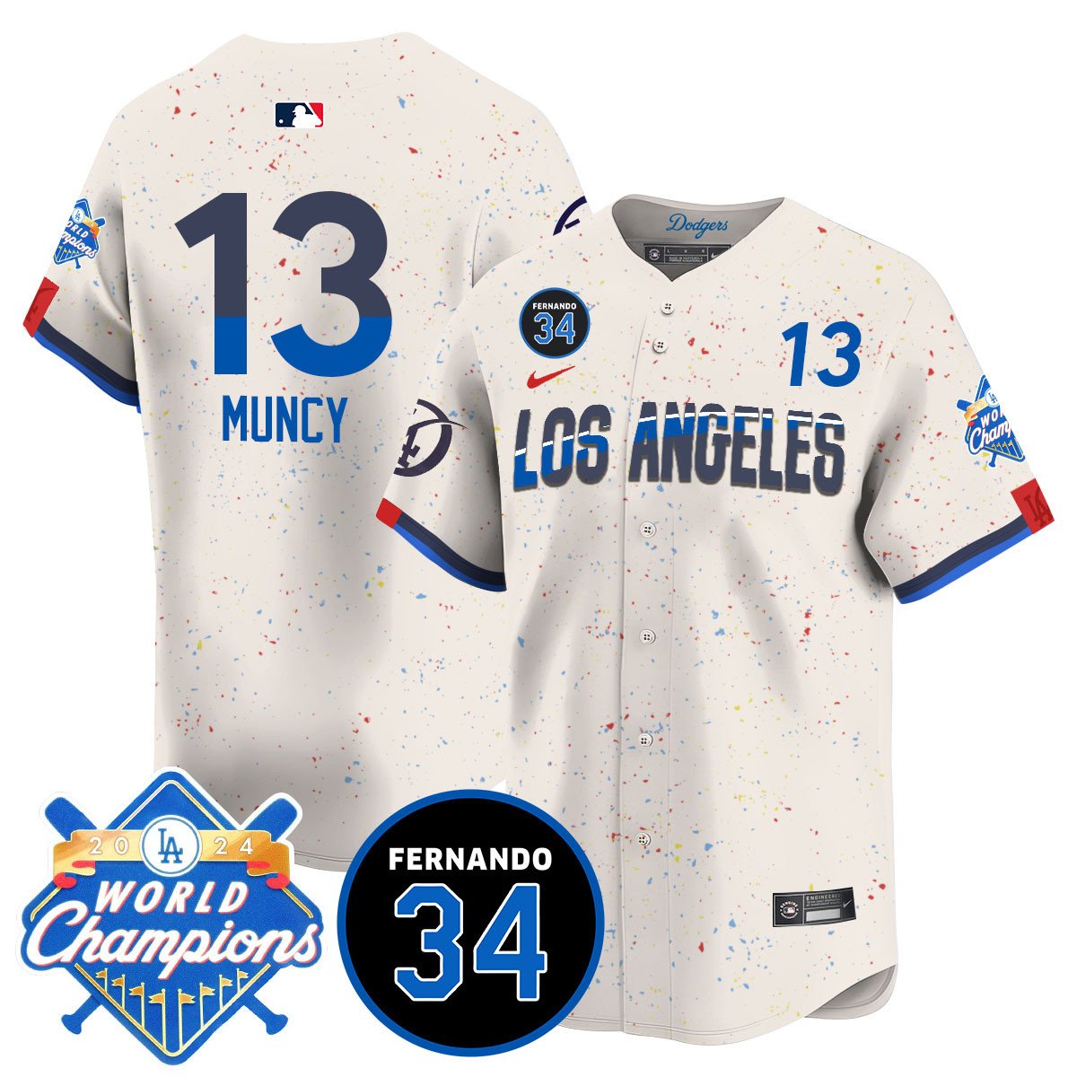 LA Dodgers - World Series Champions 2024/Fernando Valenzuela Memorial Jersey - Stitched