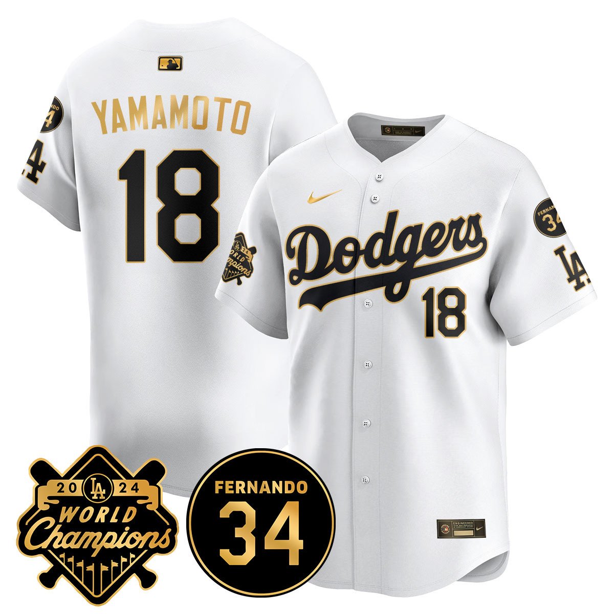 LA Dodgers - World Series Champions 2024/Fernando Valenzuela Memorial Jersey - Stitched