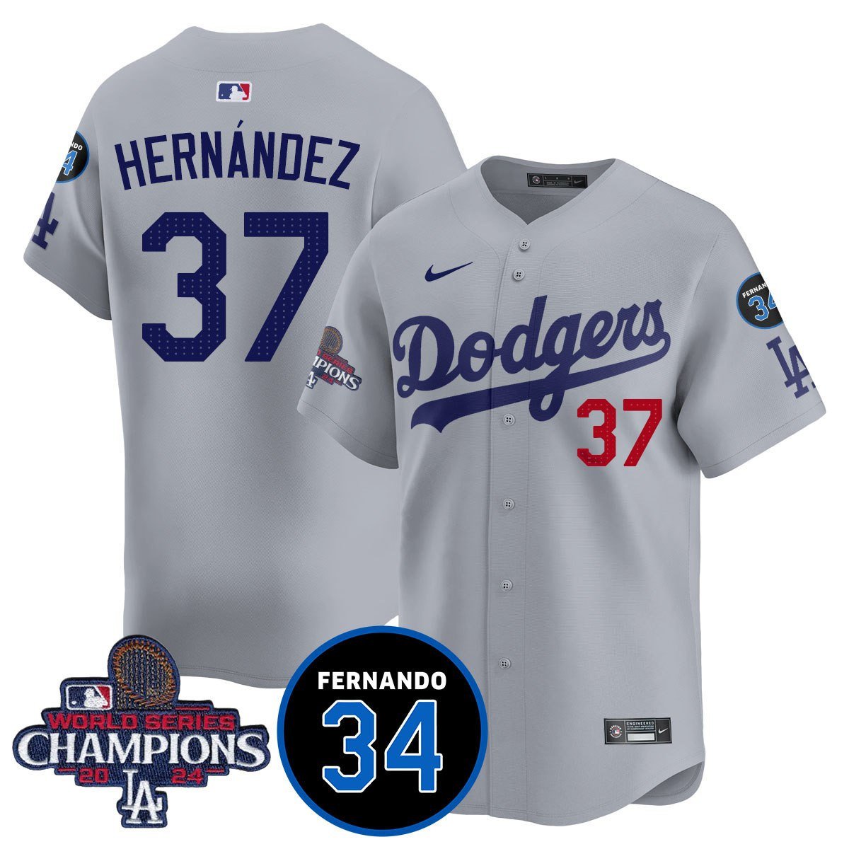 LA Dodgers - World Series Champions 2024/Fernando Valenzuela Memorial Jersey - Stitched N08