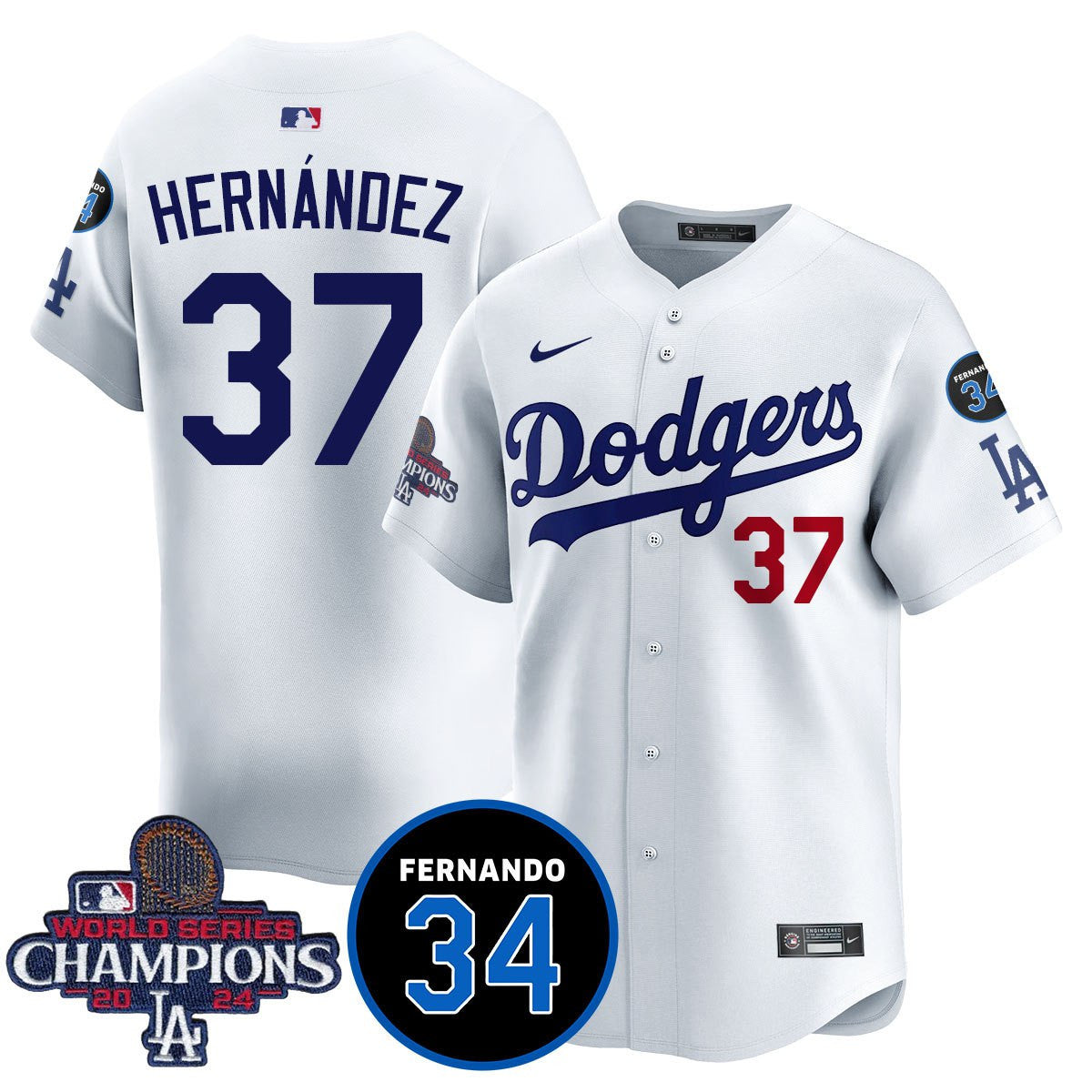 LA Dodgers - World Series Champions 2024/Fernando Valenzuela Memorial Jersey - Stitched N08