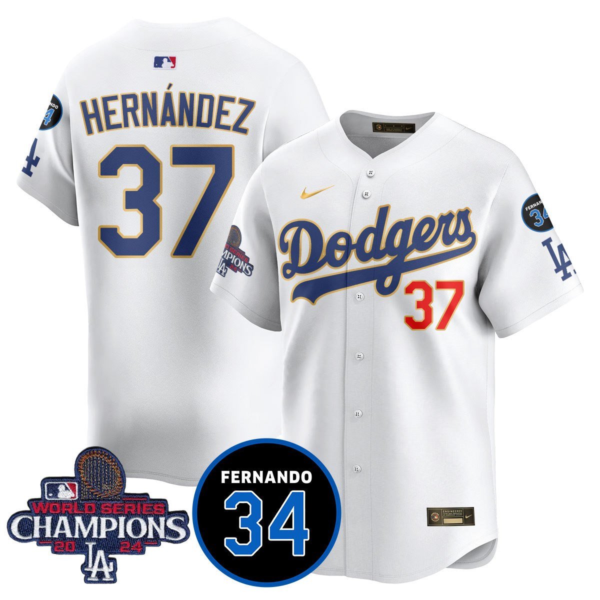 LA Dodgers - World Series Champions 2024/Fernando Valenzuela Memorial Jersey - Stitched N08