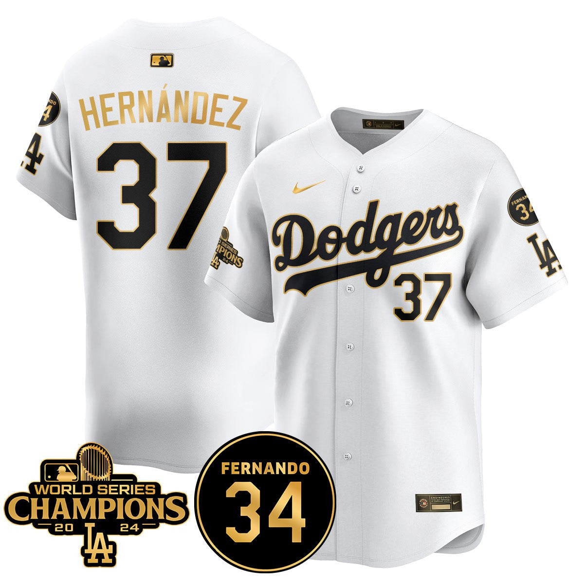 LA Dodgers - World Series Champions 2024/Fernando Valenzuela Memorial Jersey - Stitched N08