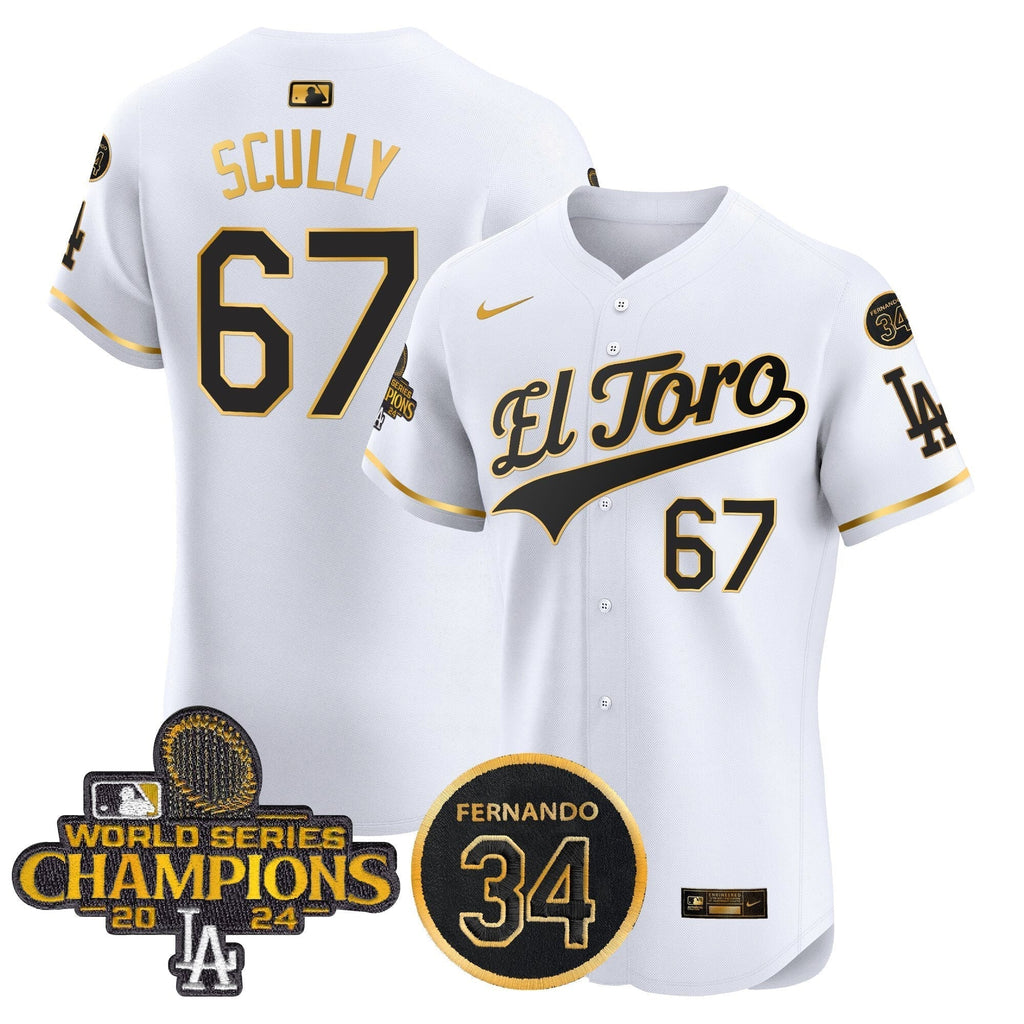 Dodgers El Toro 2024 World Series Champions Patch Vapor Premier Elite Jersey - Stitched
