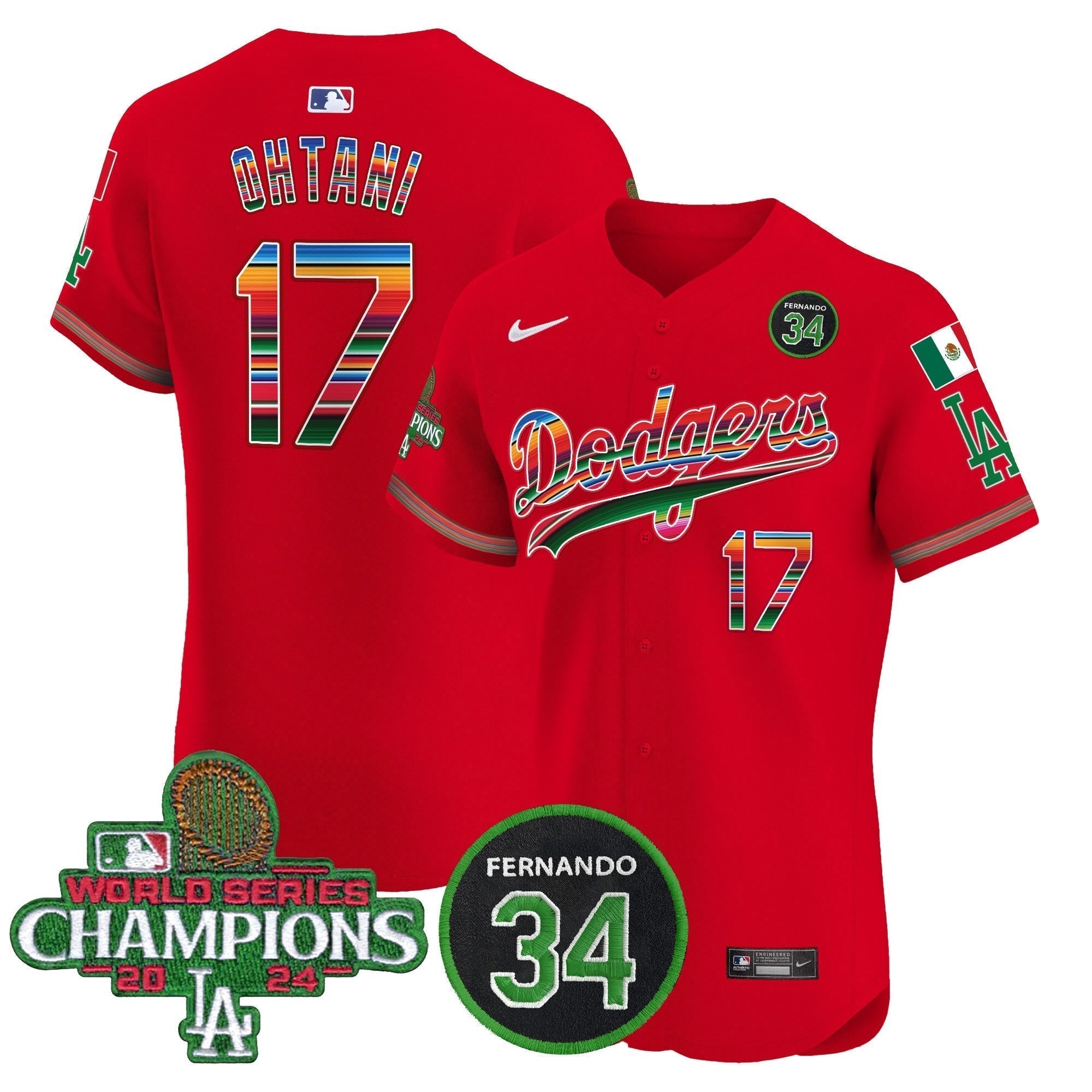 Dodgers Mexico 2024 World Series Champions Vapor Premier Elite Jersey V2 - Stitched