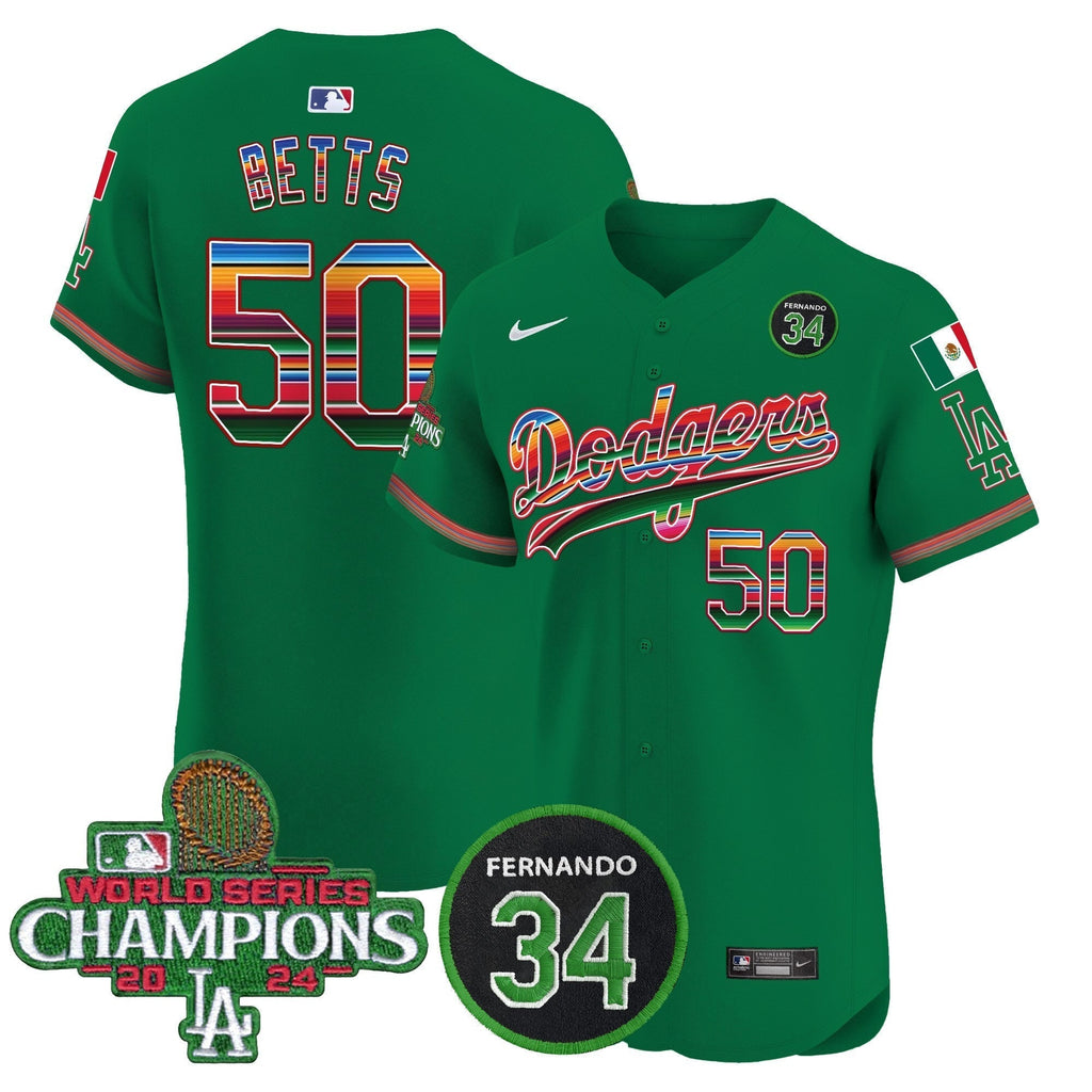 Dodgers Mexico 2024 World Series Champions Vapor Premier Elite Jersey V2 - Stitched