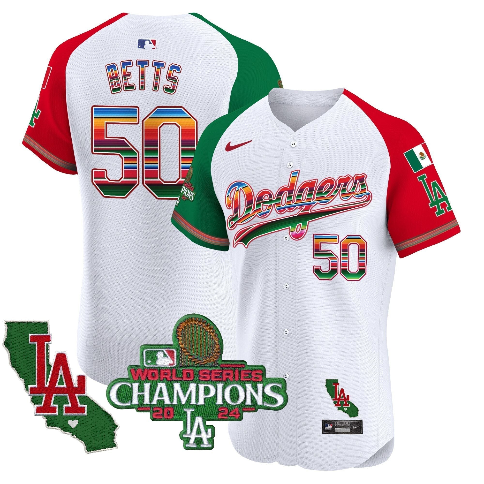 Dodgers Mexico 2024 World Series Champions Vapor Premier Elite Jersey - Stitched