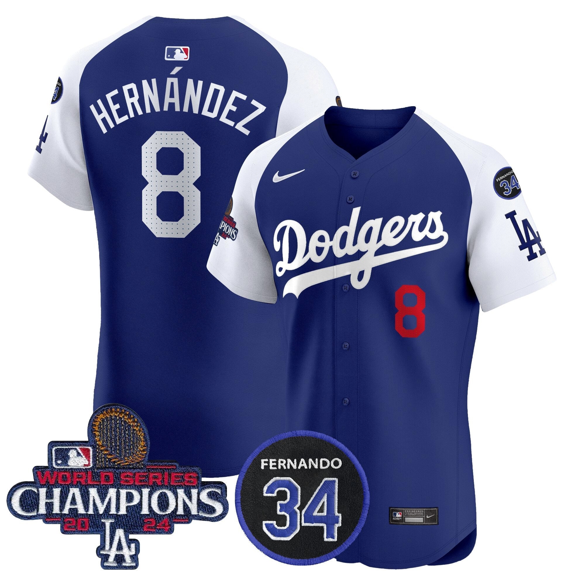 Dodgers 2024 World Series Champions Patch Vapor Premier Elite Jersey V2 - Stitched