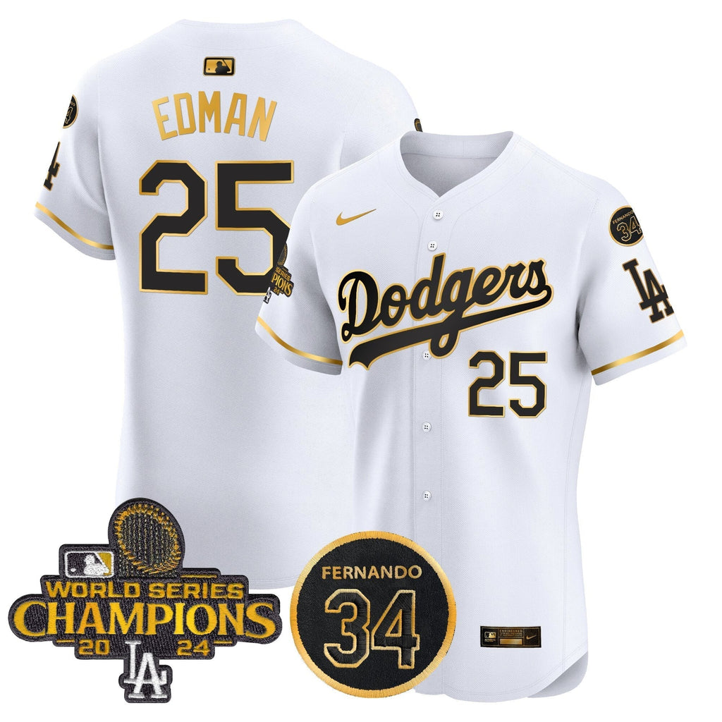 Dodgers 2024 World Series Champions Patch Vapor Premier Elite Jersey V2 - Stitched