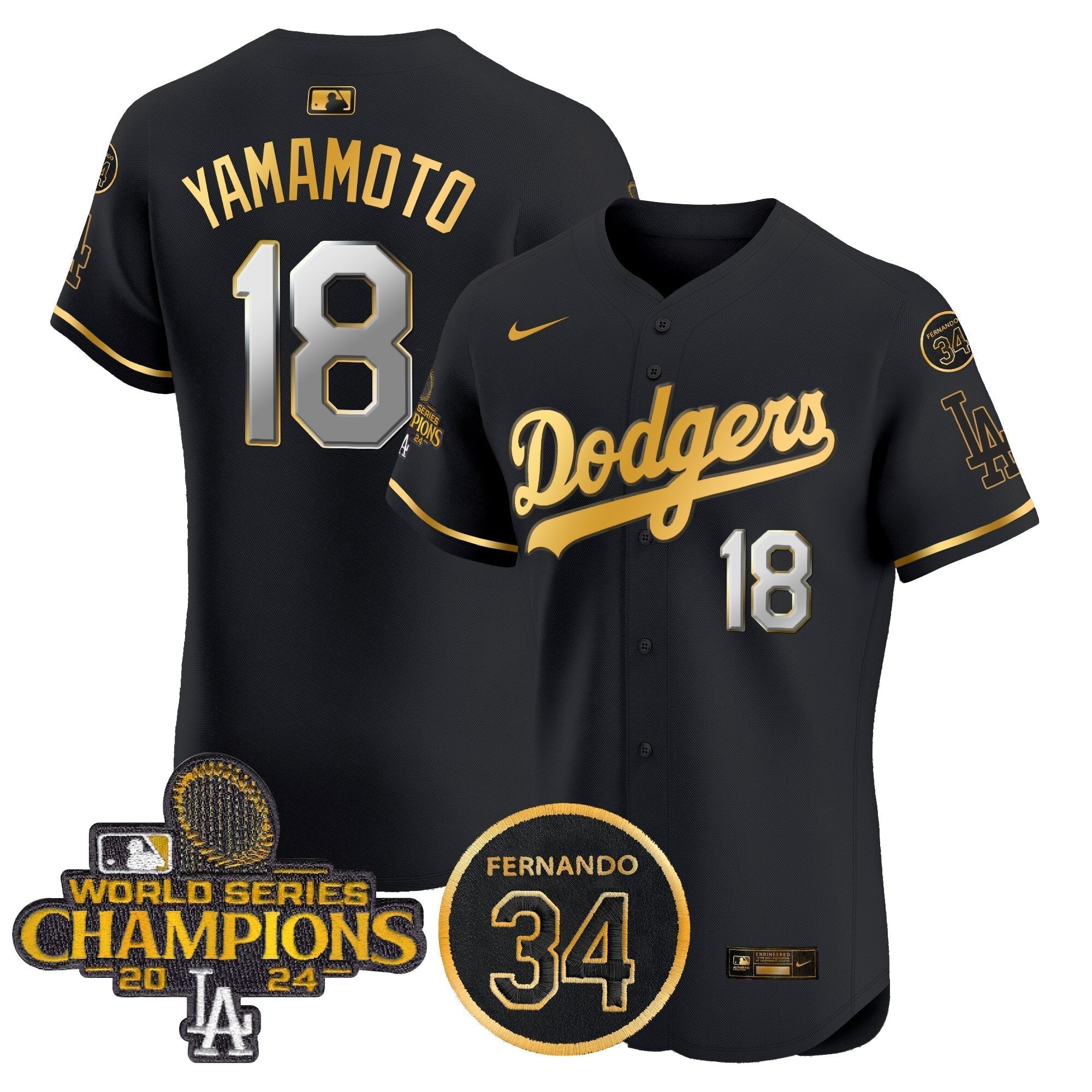 Dodgers 2024 World Series Champions Patch Vapor Premier Elite Jersey V2 - Stitched