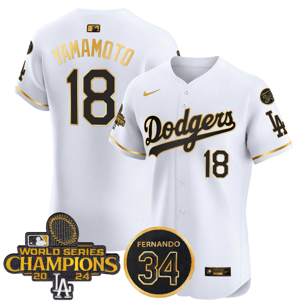 Dodgers 2024 World Series Champions Patch Vapor Premier Elite Jersey V2 - Stitched
