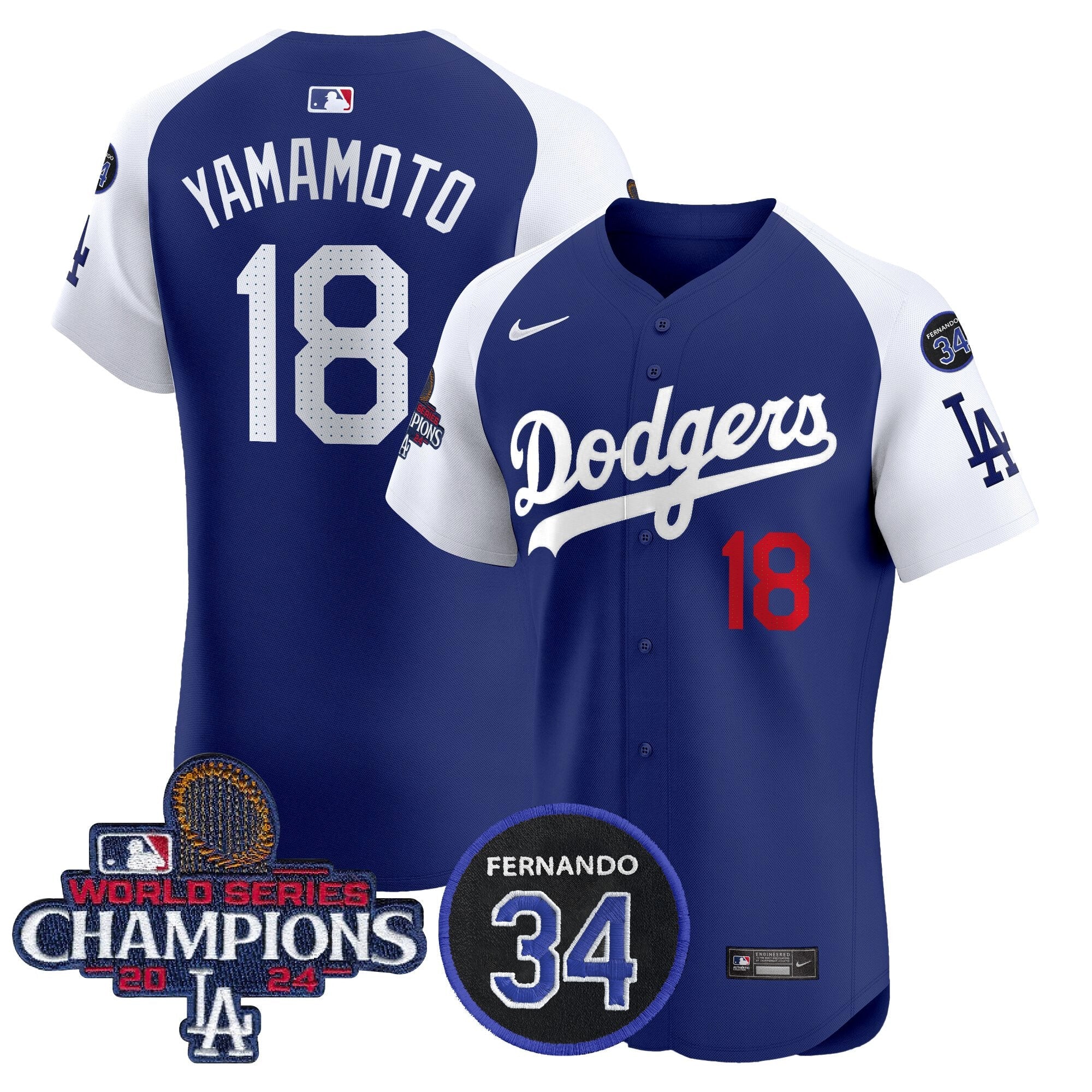 Dodgers 2024 World Series Champions Patch Vapor Premier Elite Jersey V2 - Stitched