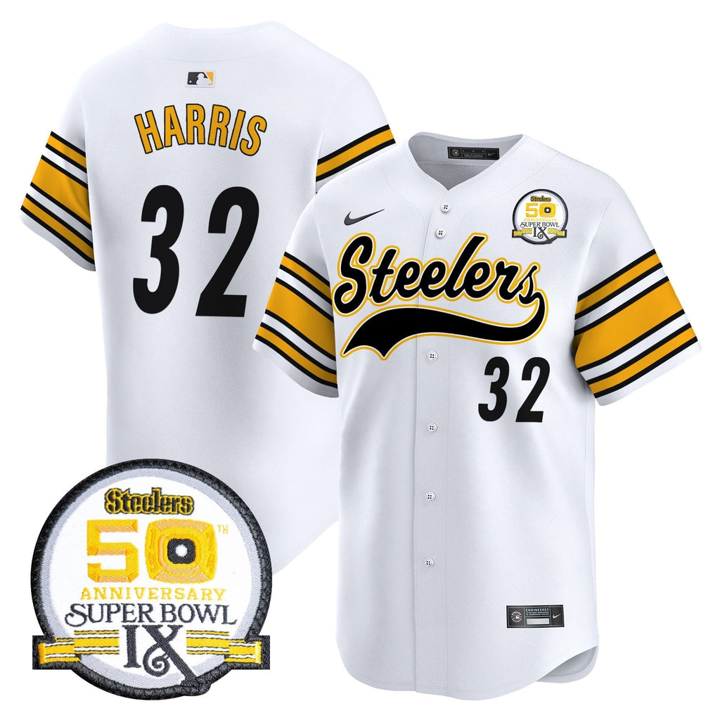 Steelers 50th Anniversary Of Super Bowl IX Patch Vapor Premier Baseball Jersey - Stitched