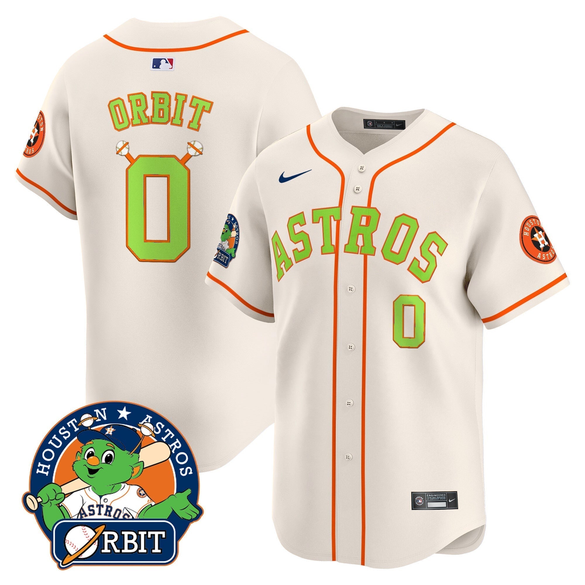 Astros Orbit Patch Vapor Premier Limited Jersey V2 - Stitched
