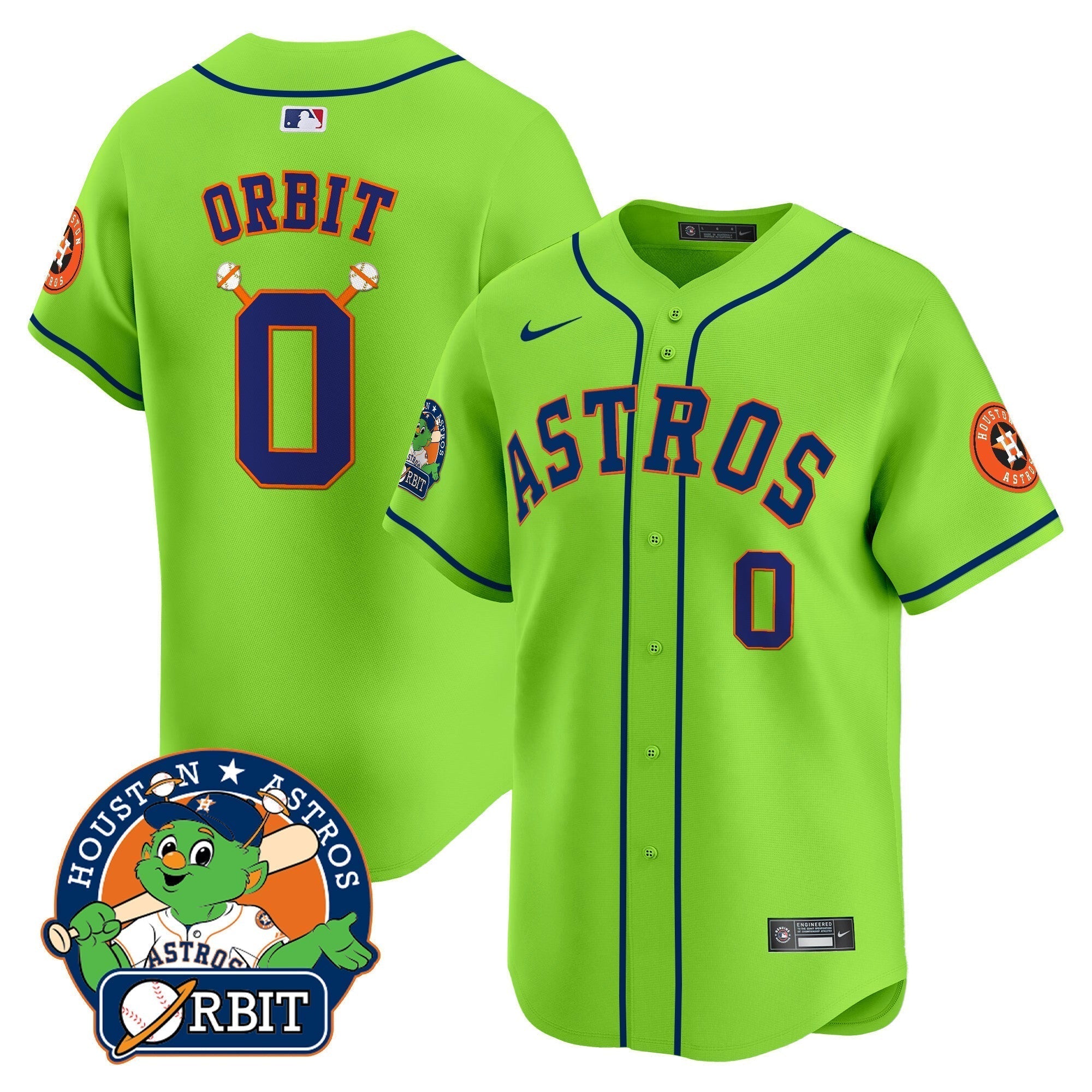 Astros Orbit Patch Vapor Premier Limited Jersey V2 - Stitched