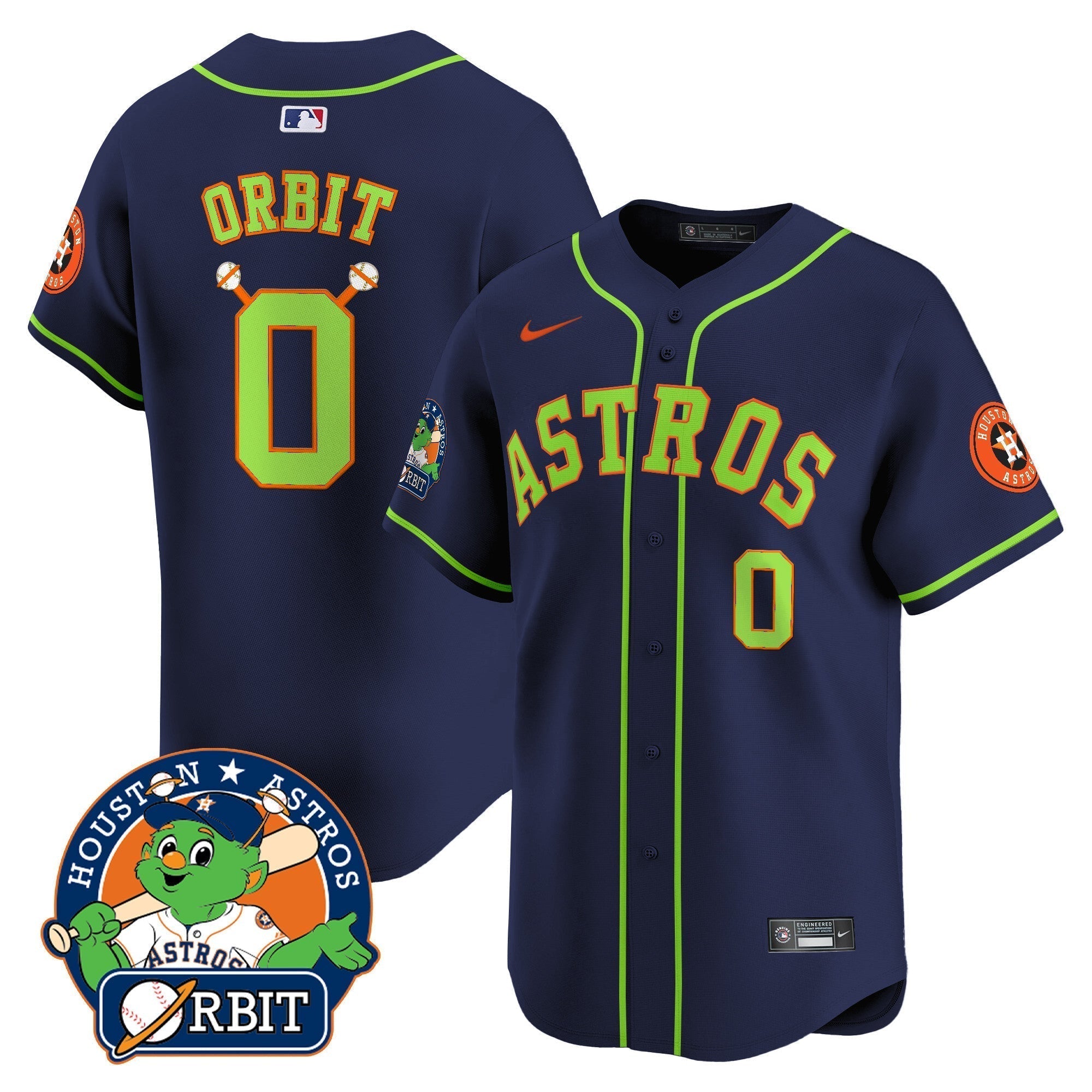 Astros Orbit Patch Vapor Premier Limited Jersey V2 - Stitched