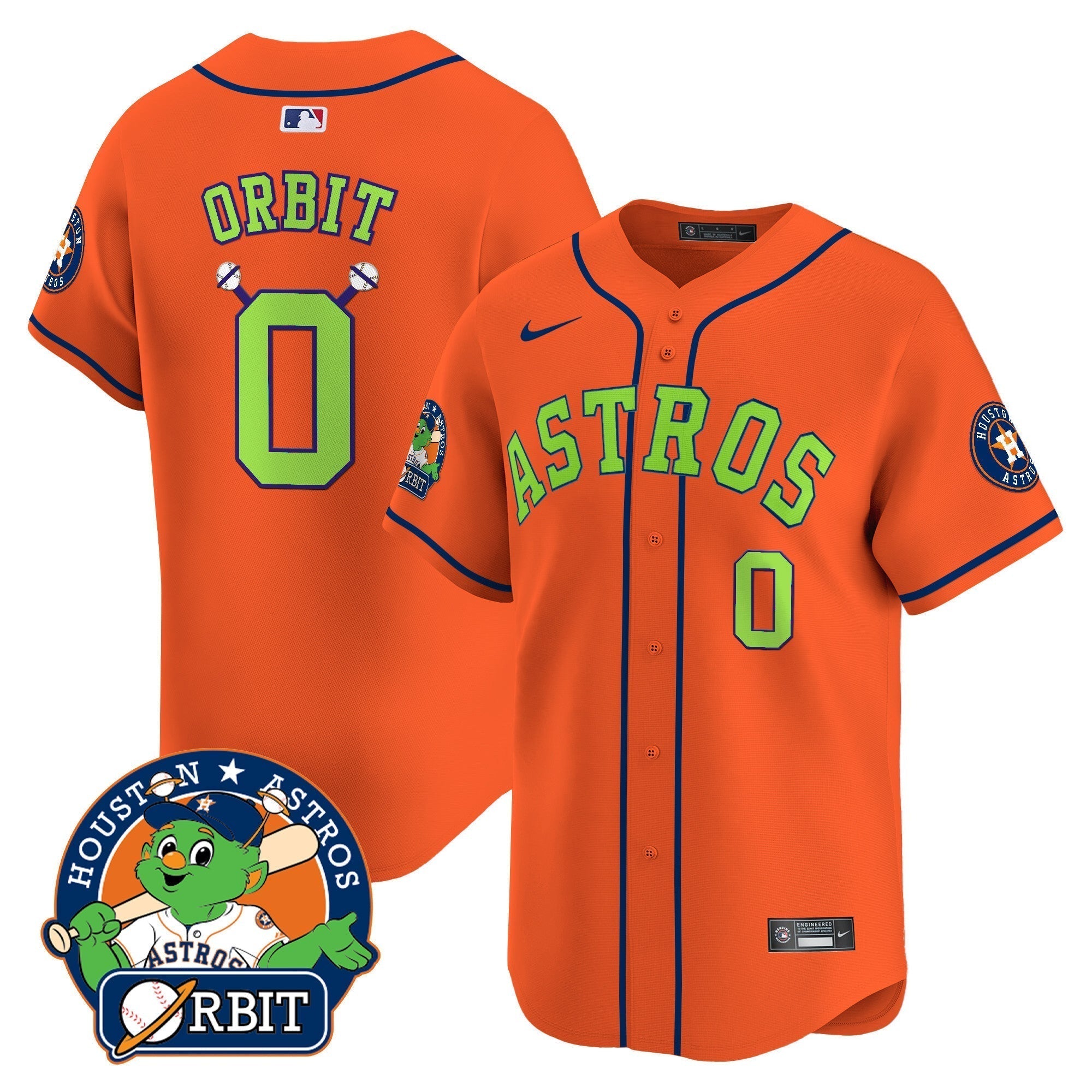 Astros Orbit Patch Vapor Premier Limited Jersey V2 - Stitched