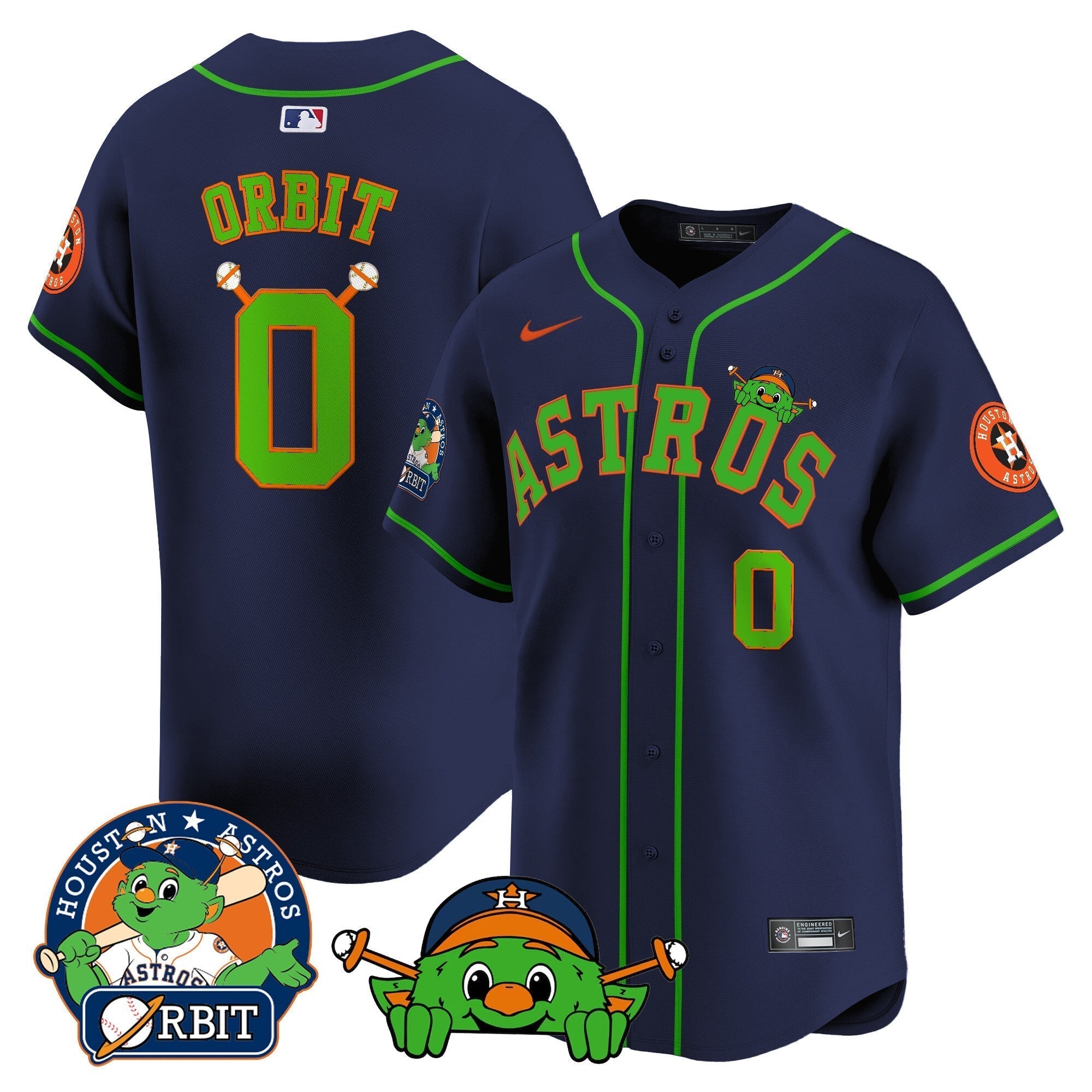 Astros Orbit Patch Vapor Premier Limited Jersey V3 - Stitched