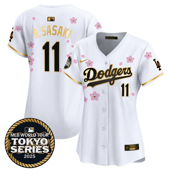 Women's Dodgers Tokyo Series 2025 Gold Trim Vapor Premier Limited Jersey - Stitched