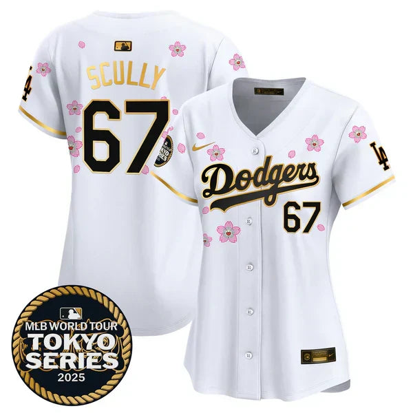 Women's Dodgers Tokyo Series 2025 Gold Trim Vapor Premier Limited Jersey - Stitched