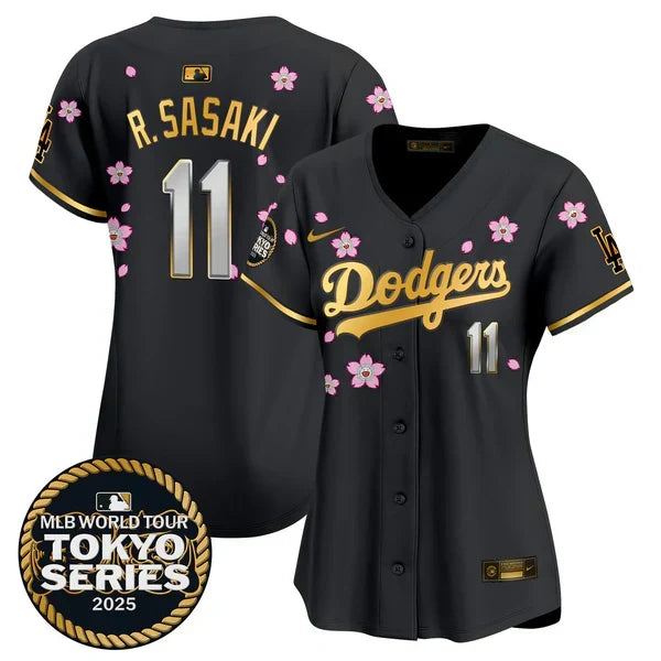 Women's Dodgers Tokyo Series 2025 Gold Trim Vapor Premier Limited Jersey - Stitched
