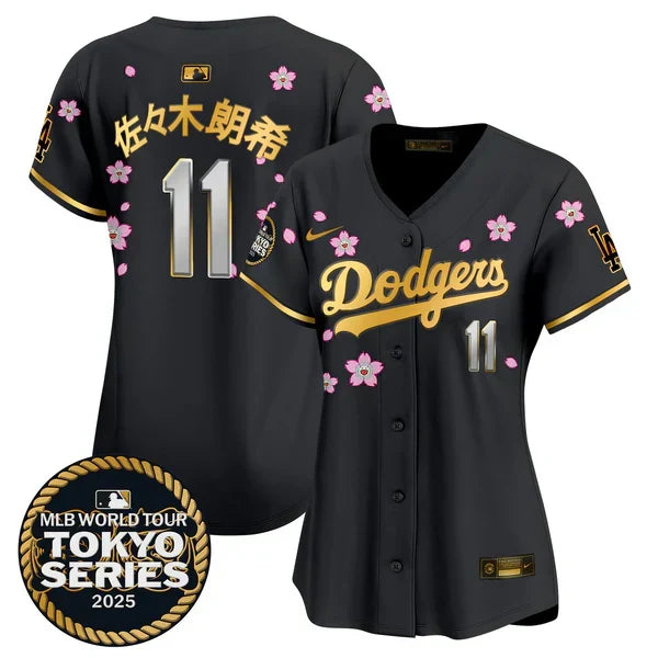 Women's Dodgers Tokyo Series 2025 Gold Trim Vapor Premier Limited Jersey - Stitched