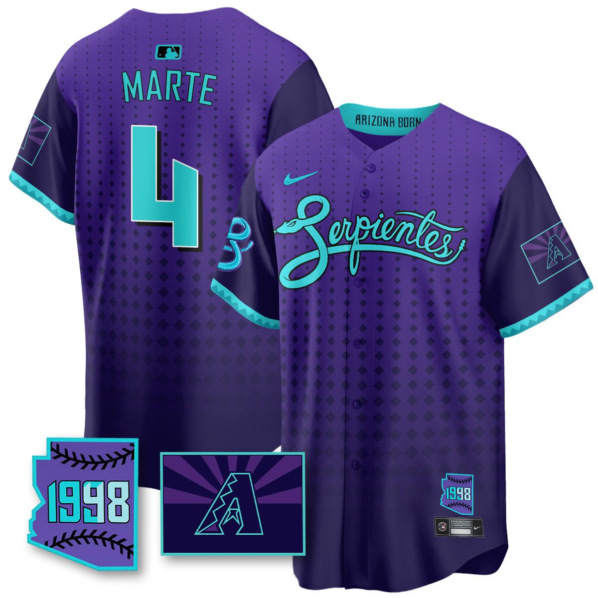ARI Purple for Second “Serpientes” City Connect Jersey - Stitched