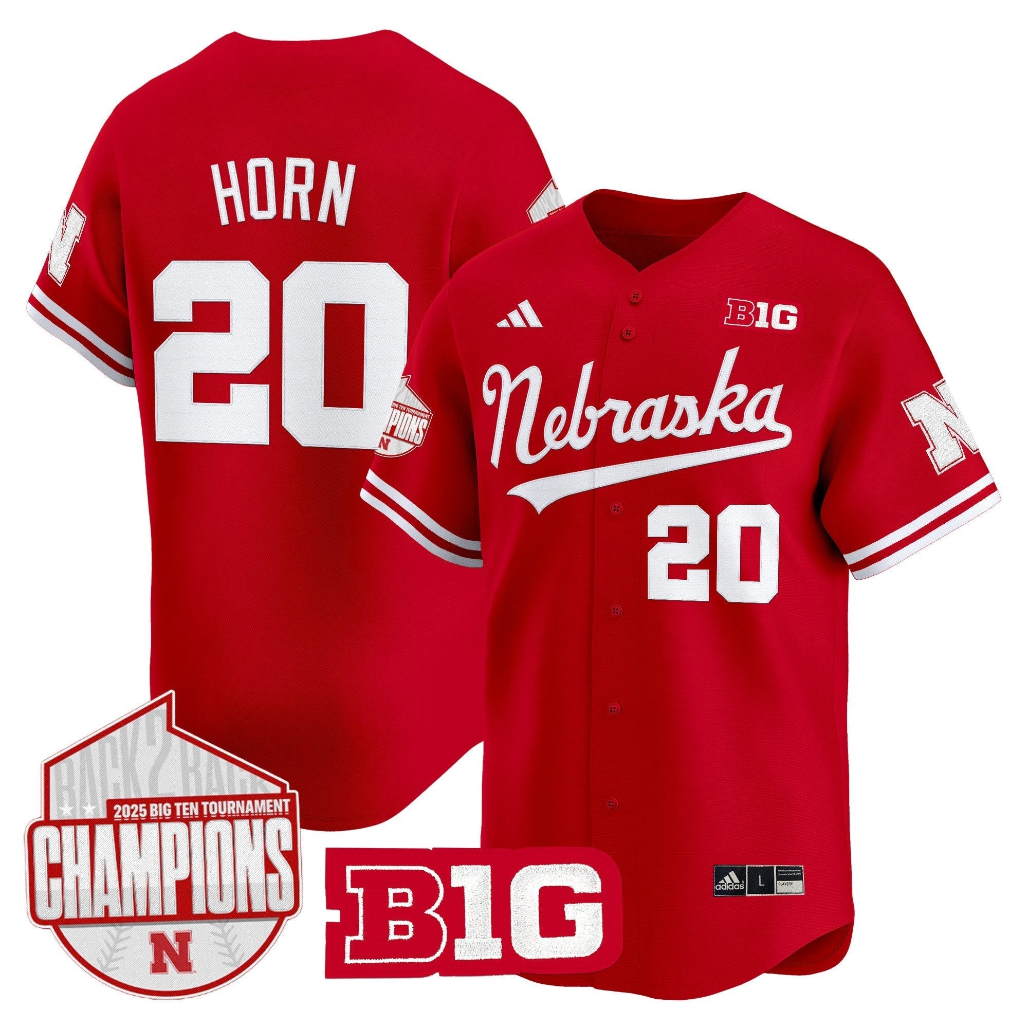 Nebraska Huskers Back 2 Back Champions Patch Vapor Premier Limited Jersey - Stitched