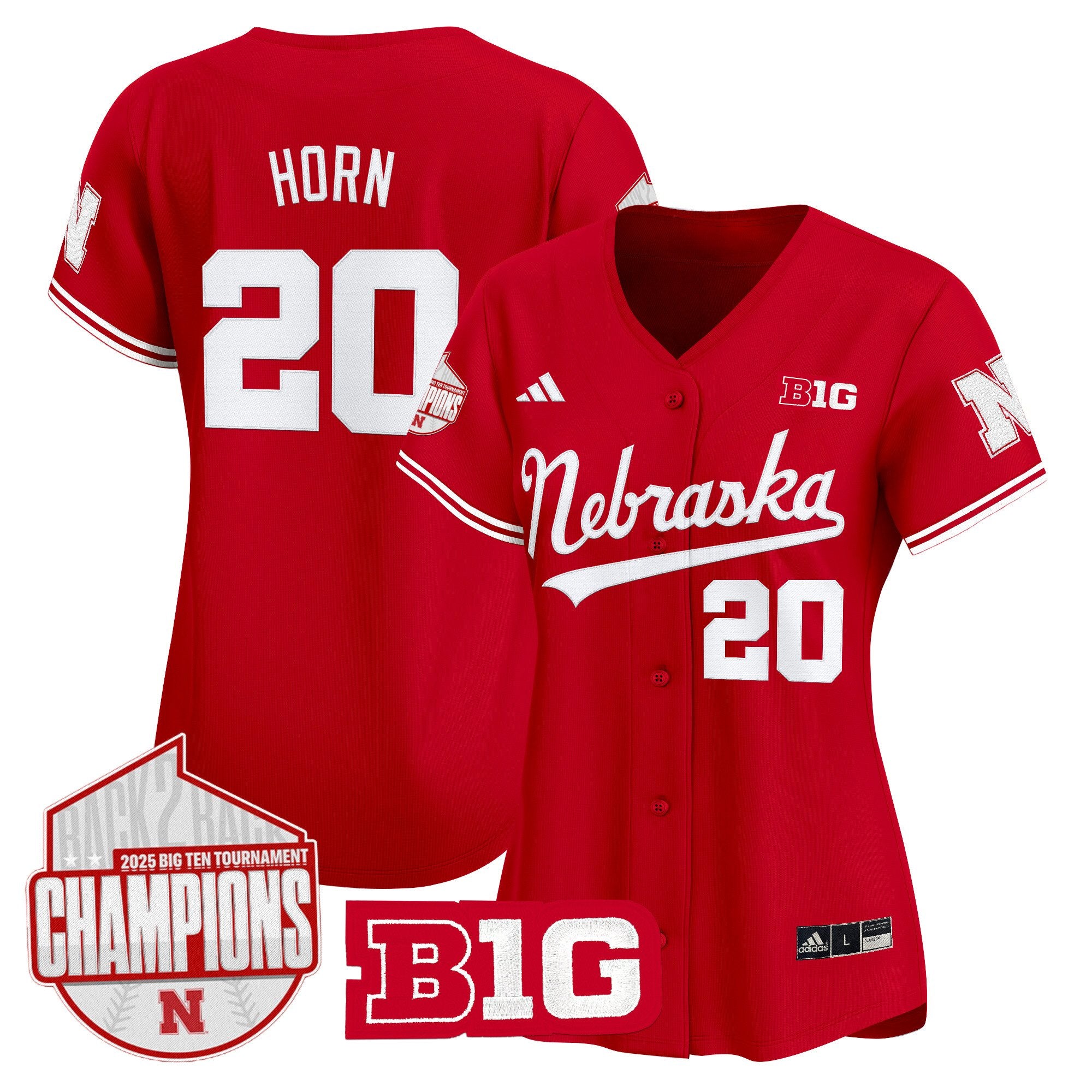 Women's Nebraska Huskers Back 2 Back Champions Patch Vapor Premier Limited Jersey - Stitched