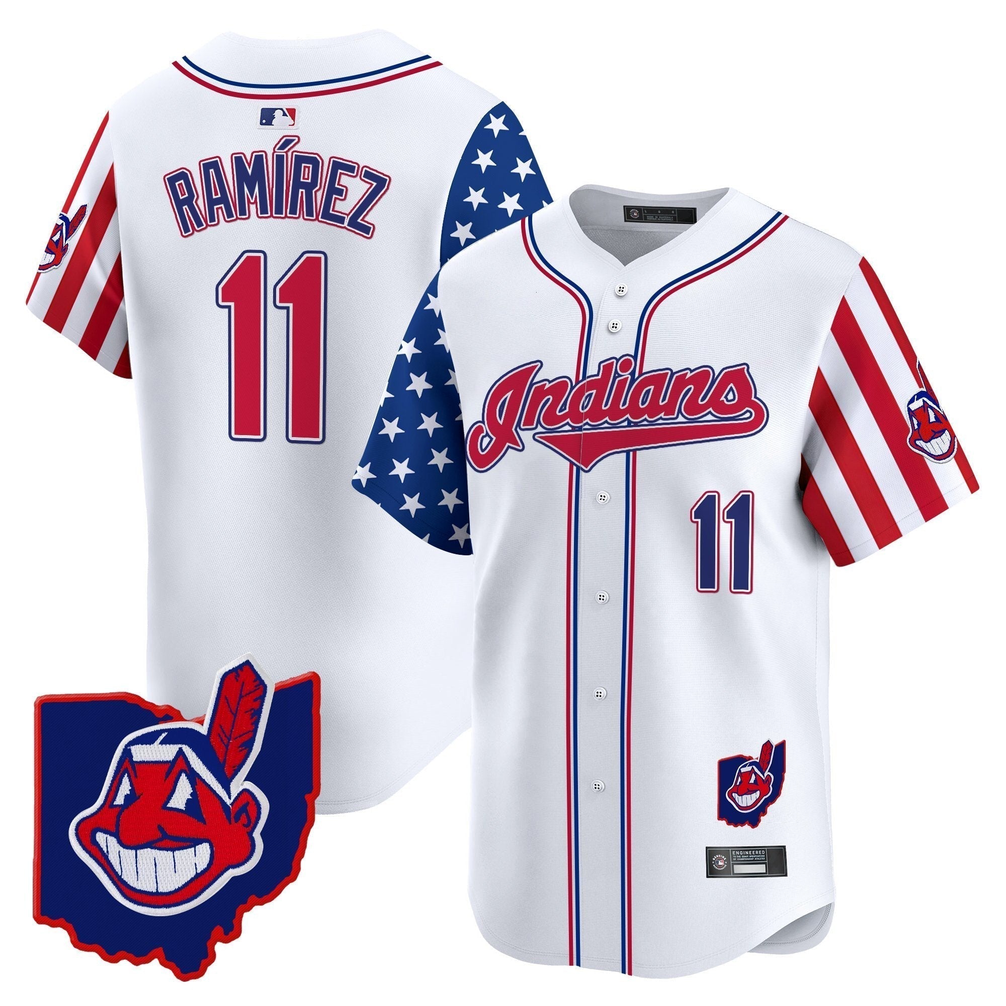 Cleveland Indians 2025 Independence Day Vapor Premier Limited Jersey - Stitched