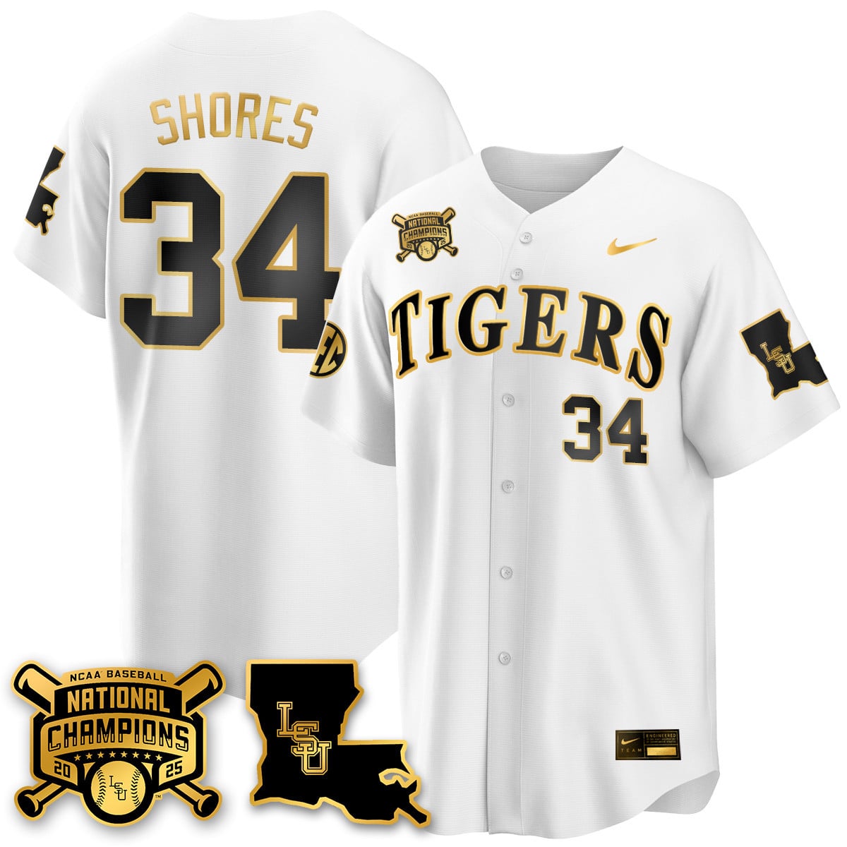 Women's LSU Tigers 2025 World Series Champions Limited Gold Jersey - All Stitched