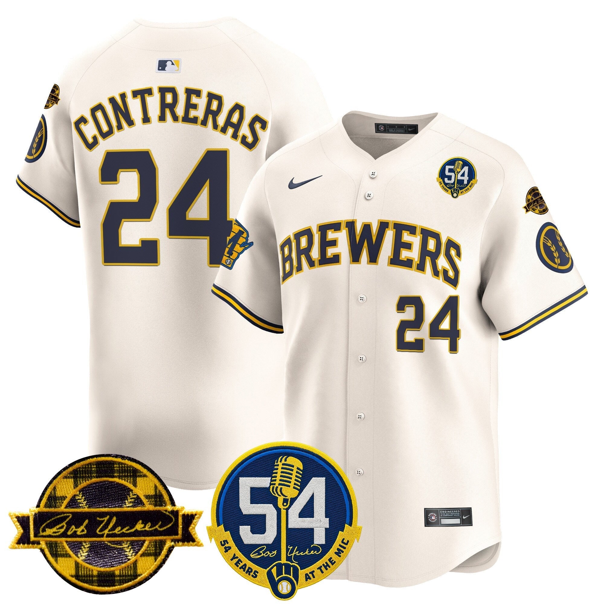 MIL 'Bob Uecker - 54 Seasons for Brewers' Limited Gold Jersey - Stitched