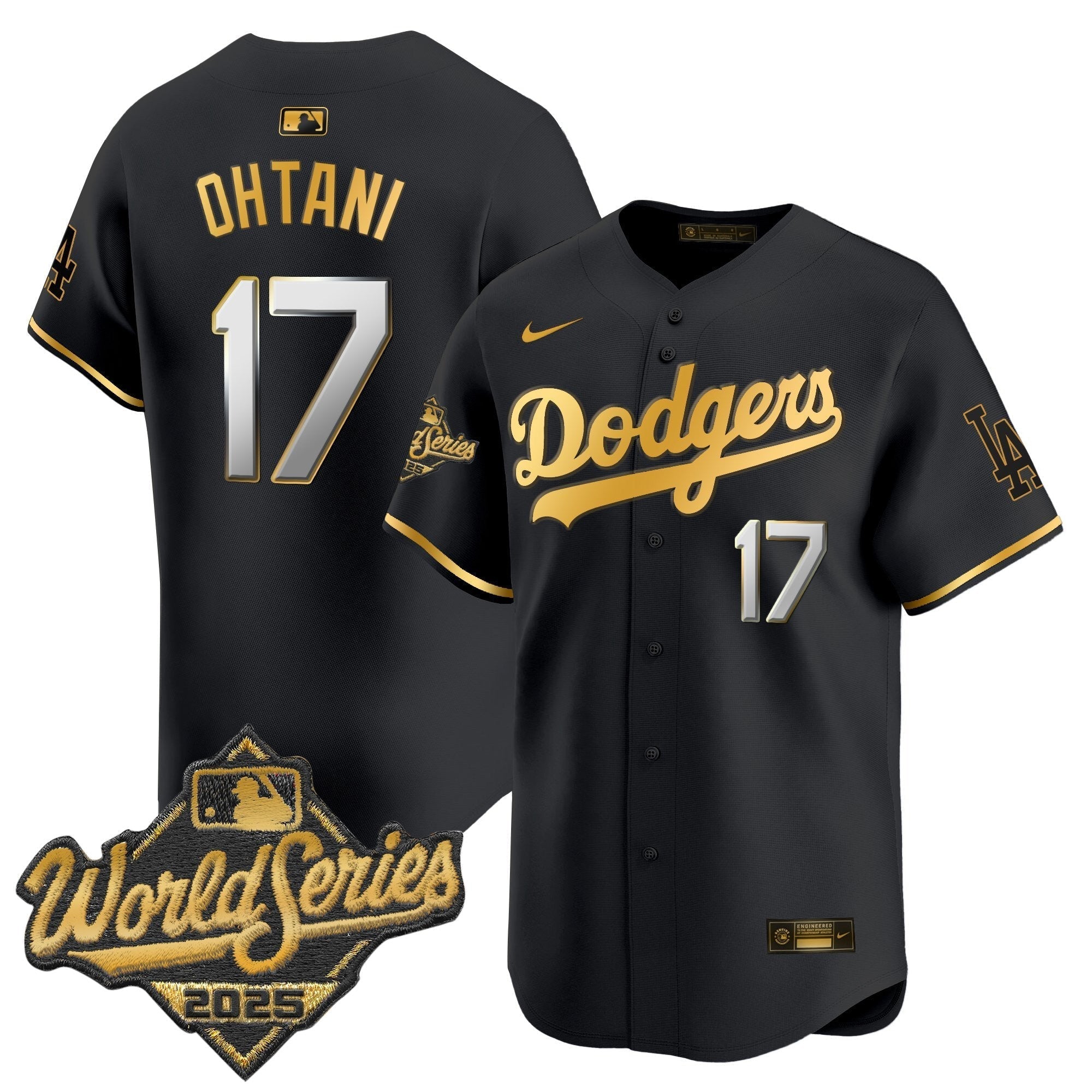 Dodgers 2025 World Series Gold Trim Vapor Premier Limited Jersey - Stitched