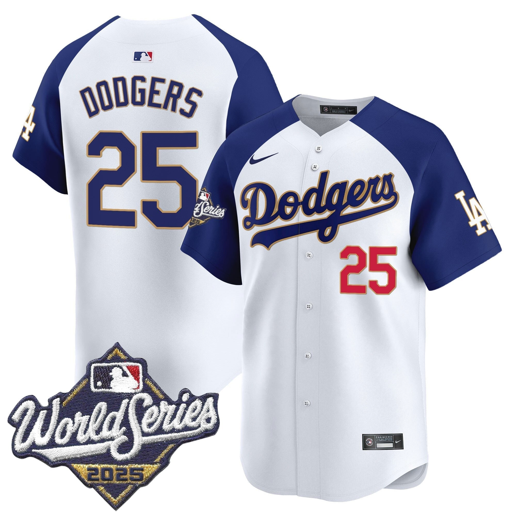 Dodgers 2025 World Series Gold Trim Vapor Premier Limited Jersey - Stitched