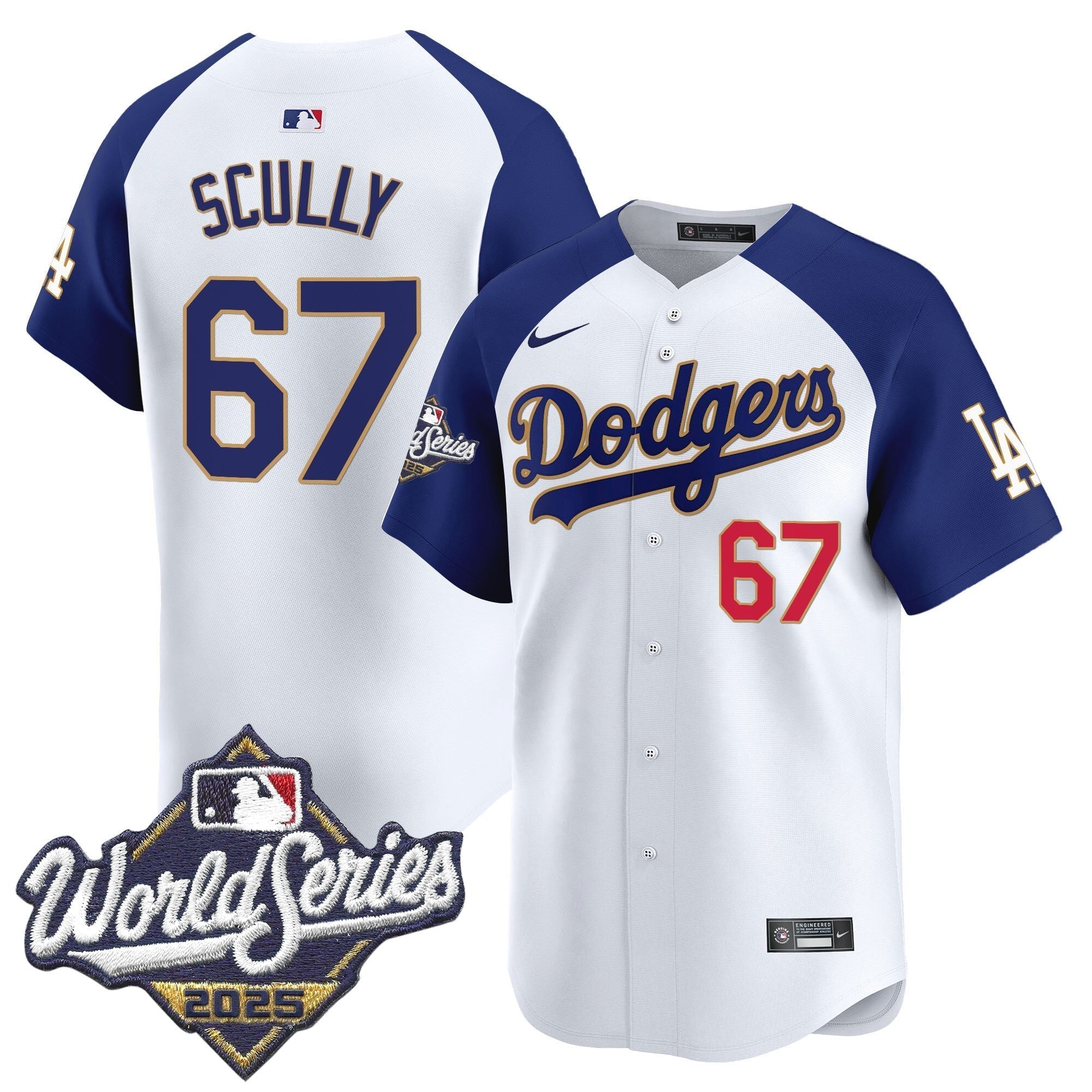 Dodgers 2025 World Series Gold Trim Vapor Premier Limited Jersey - Stitched