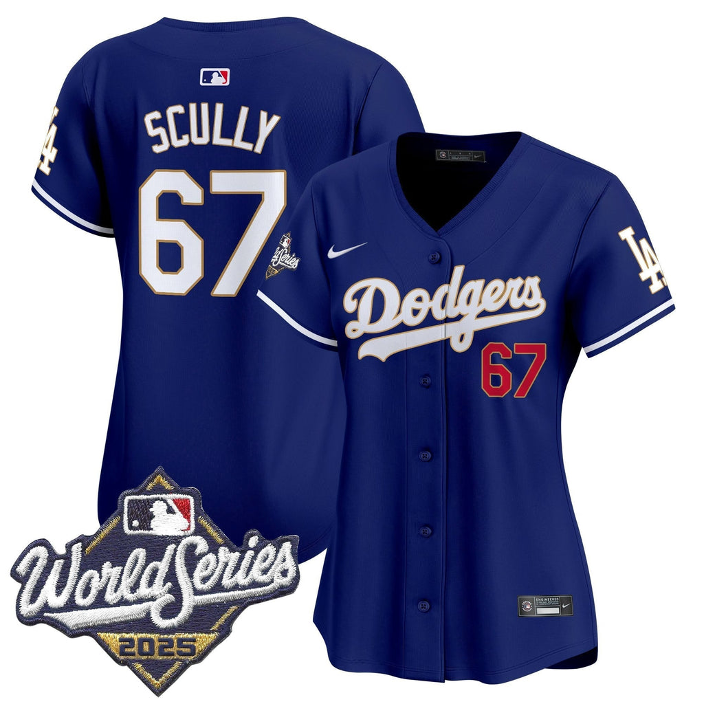 Women's Dodgers 2025 World Series Gold Trim Vapor Premier Limited Jersey - Stitched
