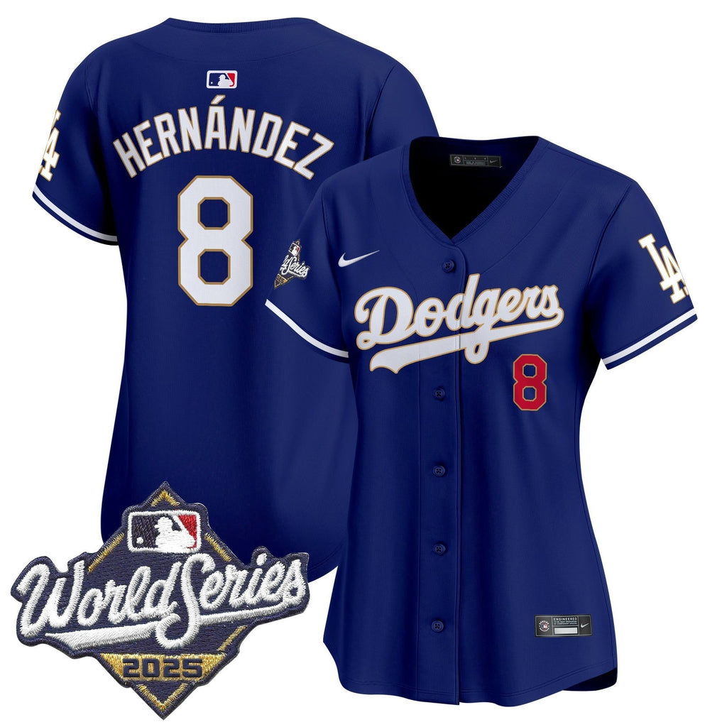 Women's Dodgers 2025 World Series Gold Trim Vapor Premier Limited Jersey - Stitched