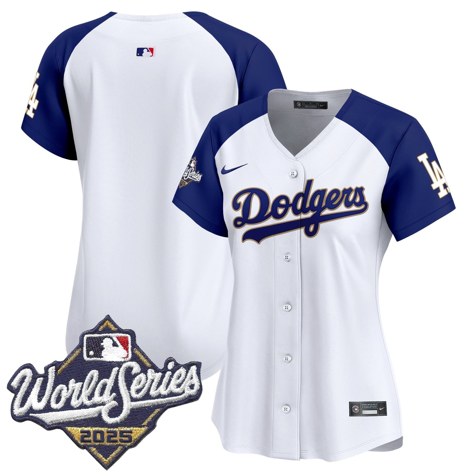 Women's Dodgers 2025 World Series Gold Trim Vapor Premier Limited Jersey - Stitched