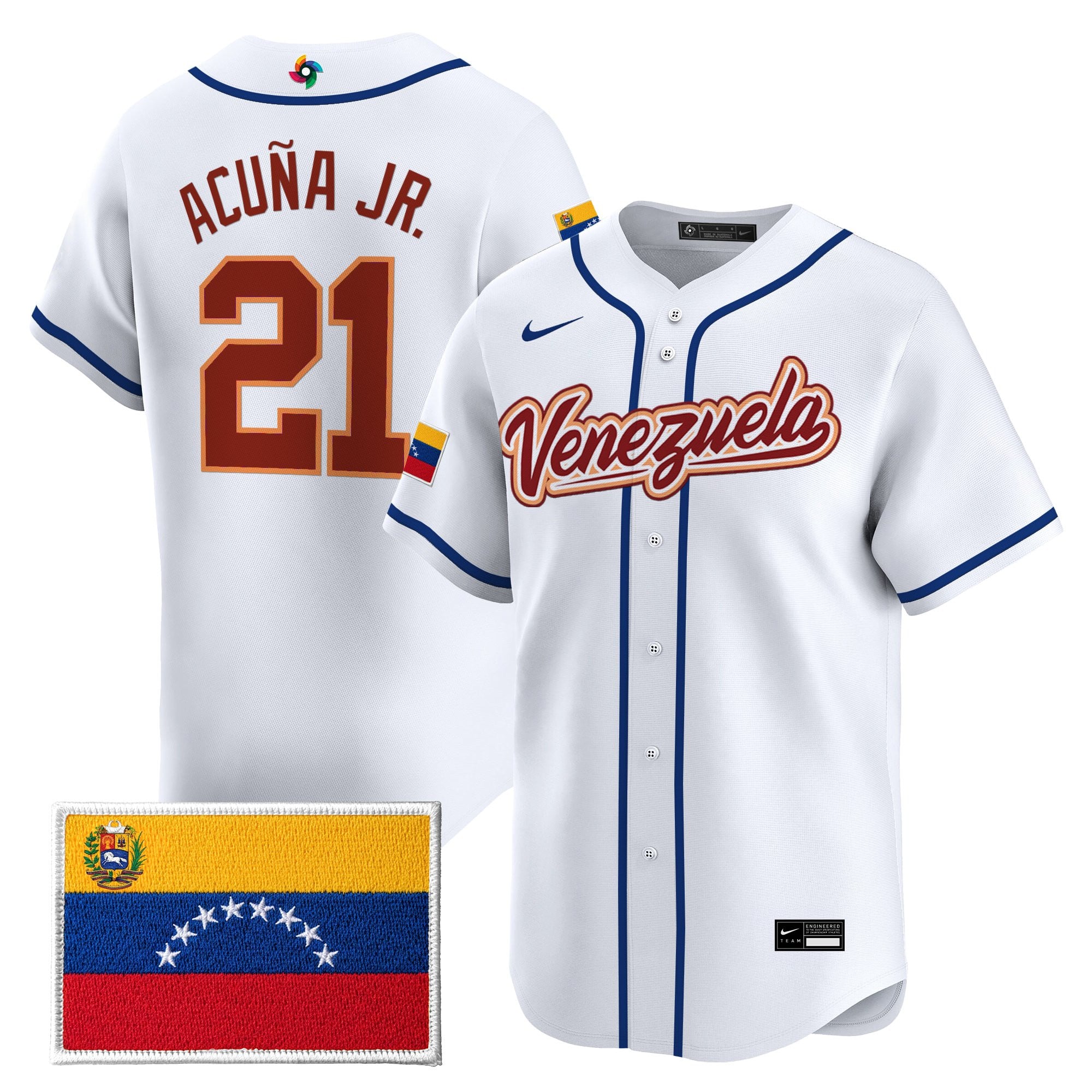 Team Venezuela World Baseball Classic Vapor Premier Jersey - 2026 Roster - Stitched
