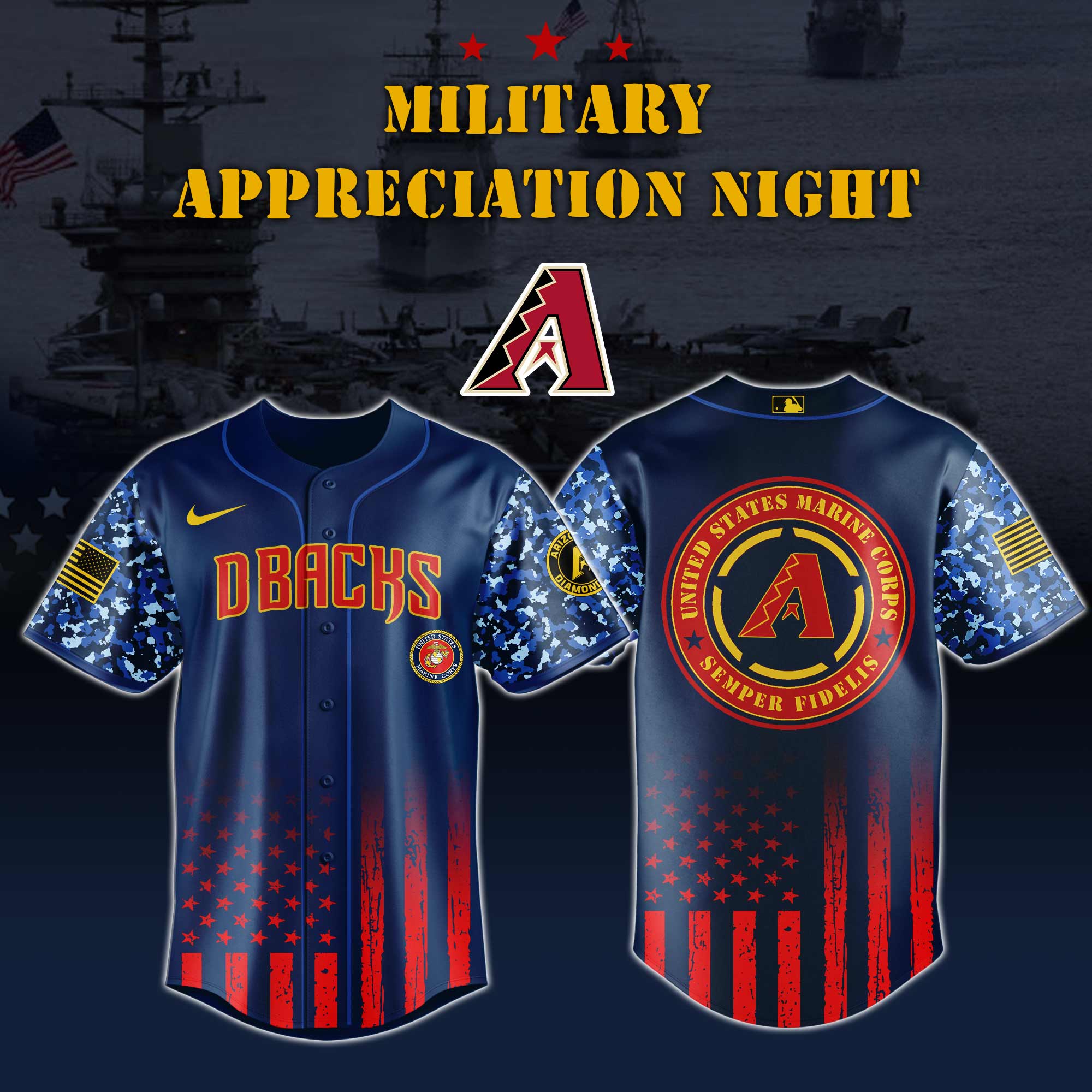 Arizona Diamondbacks Marine Corps Military Appreciation Night Jersey 