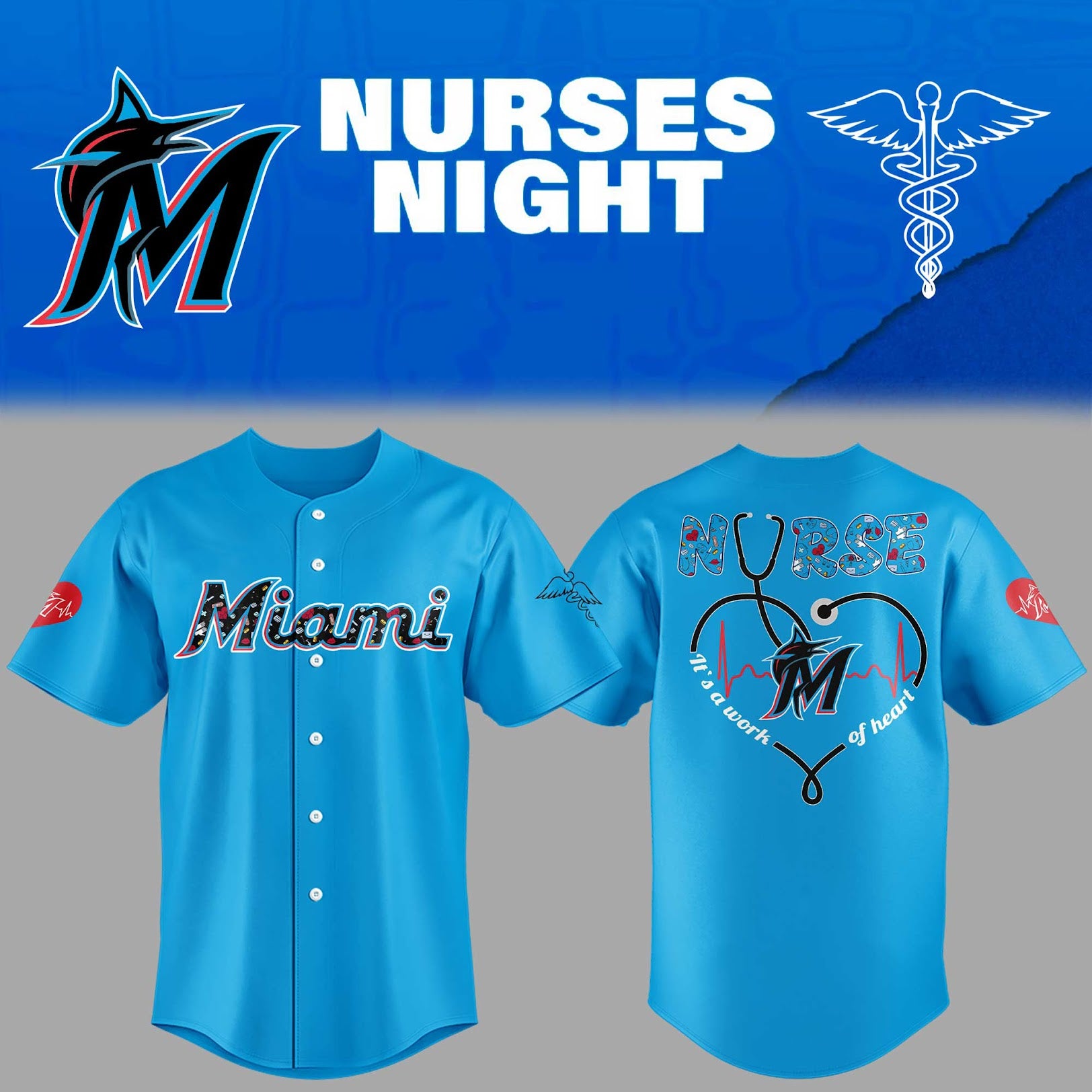 Limited Edition Miami Marlins Nurses Night Jersey 