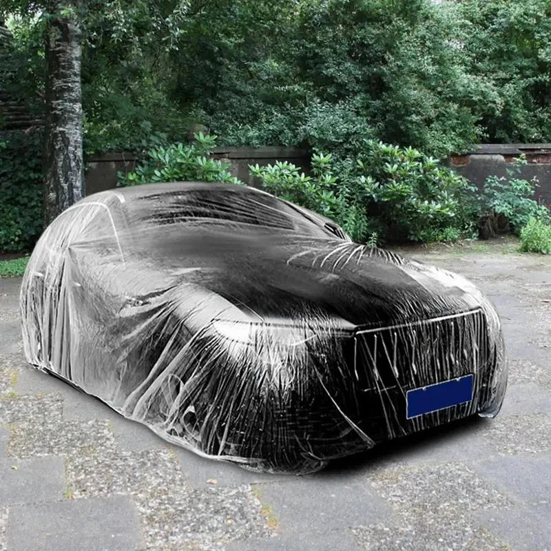 Universal Disposable Car Cover – Transparent Dust-Proof Protective Shield for Sedan, SUV, Van, and Jeep Vehicles