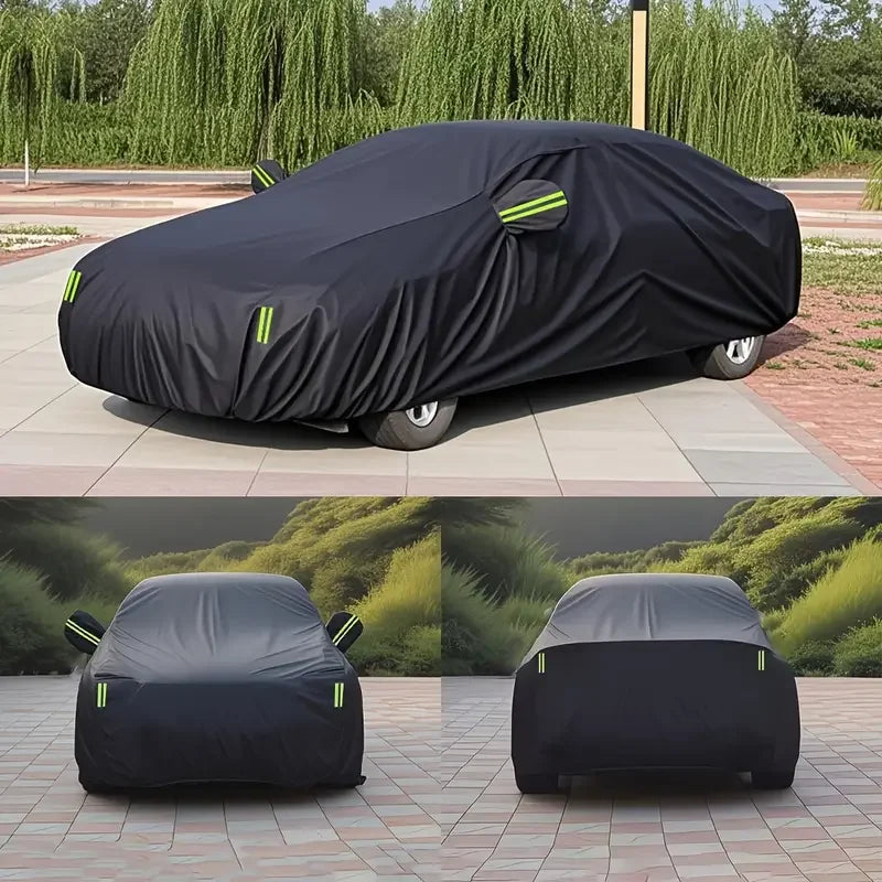 Black Scratch-Resistant Car Cover – Dustproof, Sun-Resistant, and All-Weather Protection for Sedans, SUVs, and Outdoor Parking