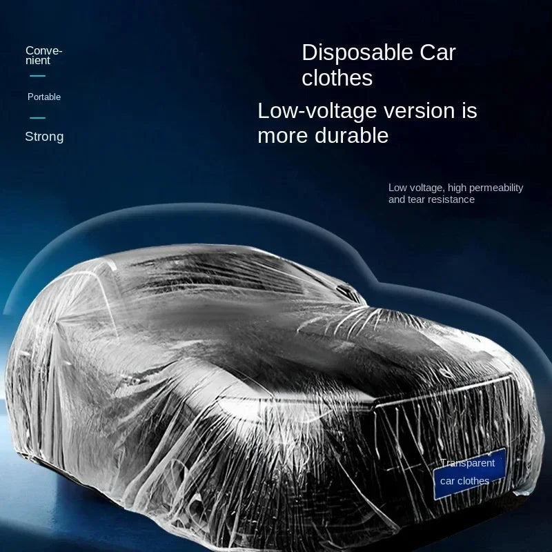 Universal Disposable Car Cover – Transparent Dust-Proof Protective Shield for Sedan, SUV, Van, and Jeep Vehicles