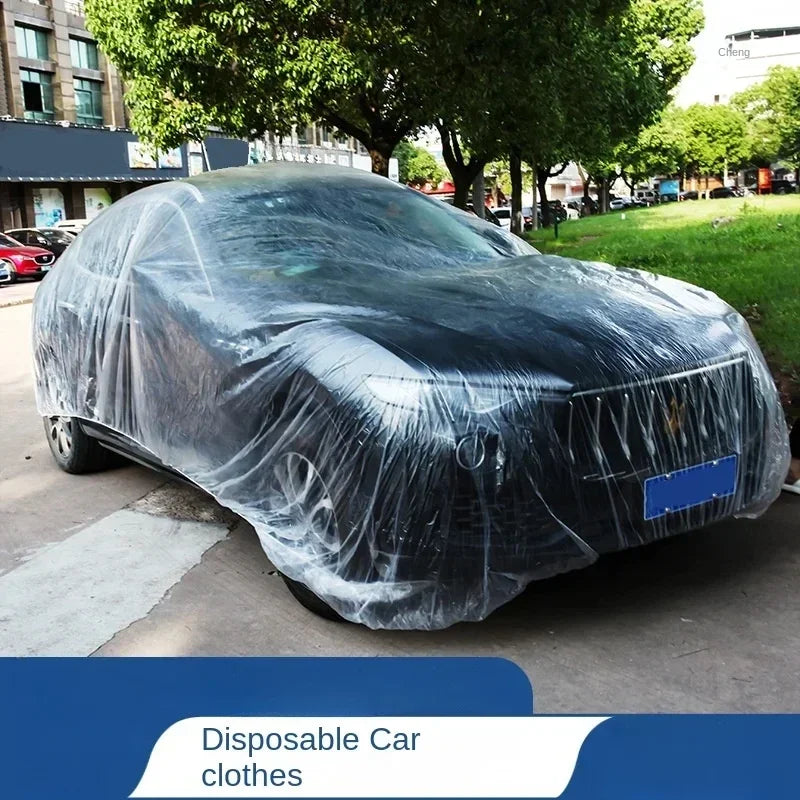 Universal Disposable Car Cover – Transparent Dust-Proof Protective Shield for Sedan, SUV, Van, and Jeep Vehicles