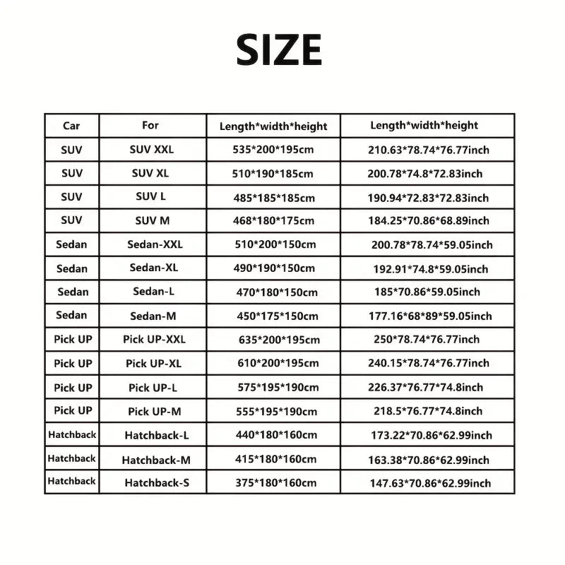 Black Scratch-Resistant Car Cover – Dustproof, Sun-Resistant, and All-Weather Protection for Sedans, SUVs, and Outdoor Parking