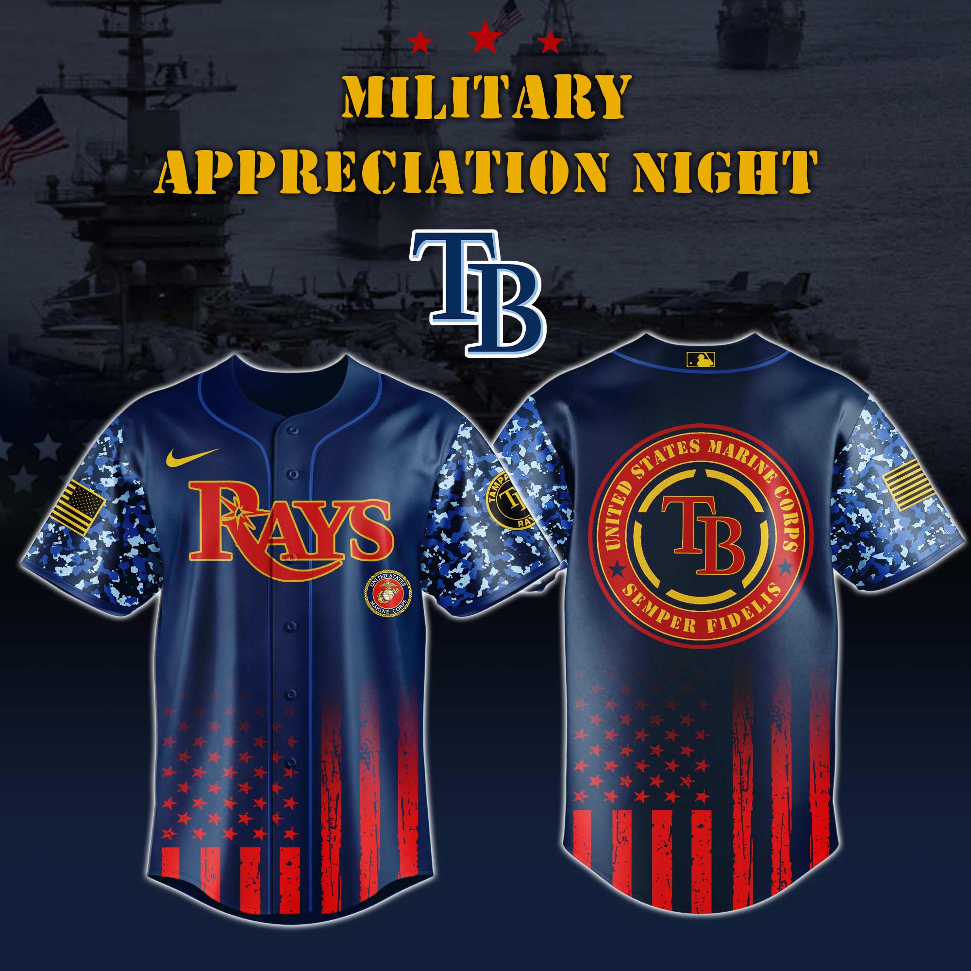 Tampa Bay Rays Marine Corps Military Appreciation Night Jersey 
